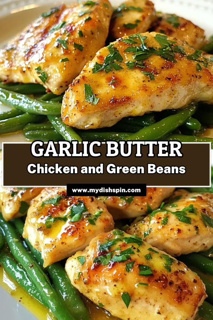 Looking for an easy chicken dinner? Try this delicious garlic butter chicken recipe served with vibrant garlic green beans as a side dish. Perfect for quick weeknight meals, this healthy chicken recipe is loaded with flavor and takes just 30 minutes to prepare! Impress your family and elevate your dinner routine with this simple yet satisfying meal. Save this recipe today! #GarlicButterChicken #EasyDinner #HealthyRecipes #QuickMeals
