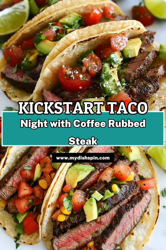 Discover the mouthwatering flavors of coffee rubbed steak tacos! This flank steak taco recipe features a fragrant coffee rub mixed with smoked paprika for a delicious twist on traditional tacos. Enjoy easy steak taco recipes that combine simple ingredients with bold flavors, perfect for any occasion. Impress your guests with these tacos with coffee rub, topped with fresh avocado and cilantro. Get ready to savor this dish and save for later! #SteakTacos #CoffeeRub #TacoRecipes #FlankSteak