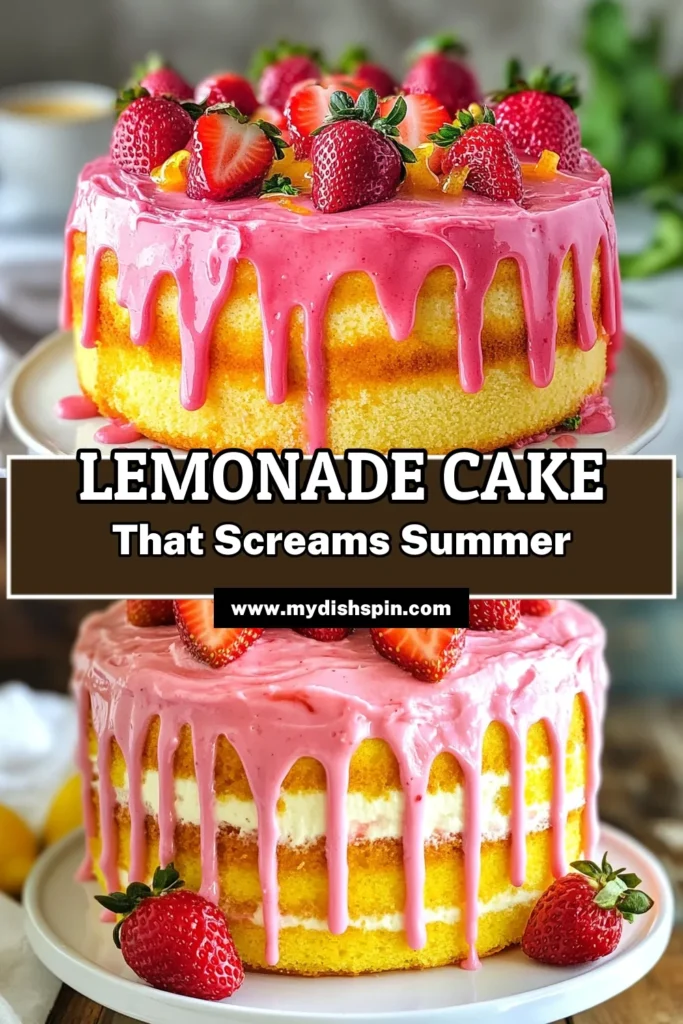 Indulge in the refreshing taste of Strawberry Lemonade Cake—perfect for summer gatherings! This delicious cake combines fresh strawberries and zesty lemon in a moist treat, topped with a delightful Lemonade Frosting. Looking for the best Strawberry Dessert Recipes? This cake is a must-try! Enjoy a slice of this Fresh Fruit Cake and impress your guests. Save this recipe for your next celebration! #StrawberryLemonadeCake #SummerCakeRecipes #StrawberryDessertRecipes #Baking