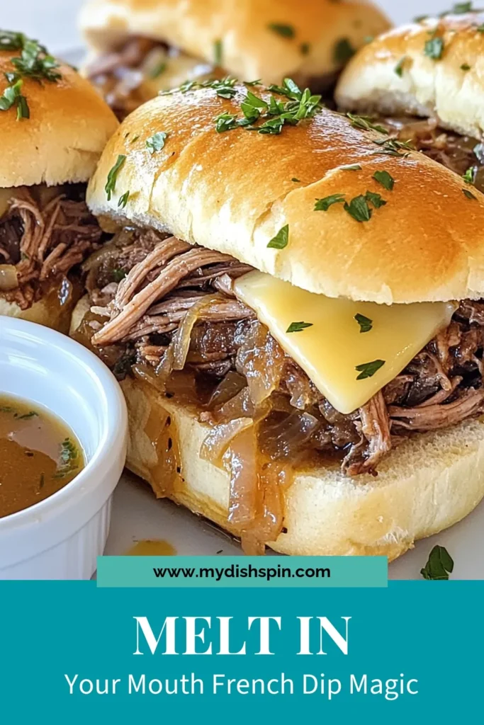 Craving a hearty meal? Try these slow cooker French dip sandwiches! This beef chuck roast recipe is perfect for busy days, letting the crockpot do all the work. Enjoy savory crockpot beef sandwiches with an irresistible homemade French dip dipping sauce. With just a few ingredients, you'll create a delicious feast that your family will love. Click to discover the recipe now! #FrenchDip #CrockpotRecipes #SavorySandwiches #ComfortFood