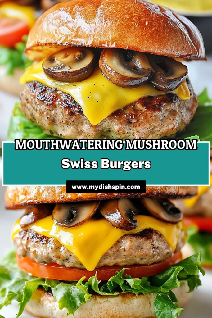 Savor the deliciousness of Mushroom Swiss turkey burgers with this healthy turkey burger recipe! Perfect for a quick weeknight dinner, these easy turkey burger patties blend ground turkey, sautéed mushrooms, and Swiss cheese for a mouthwatering twist. Elevate your ground turkey burger ideas and impress your family with this flavorful Swiss cheese burger recipe. Try it today and make every bite count! #HealthyRecipes #TurkeyBurgers #MushroomRecipes #GrillingIdeas