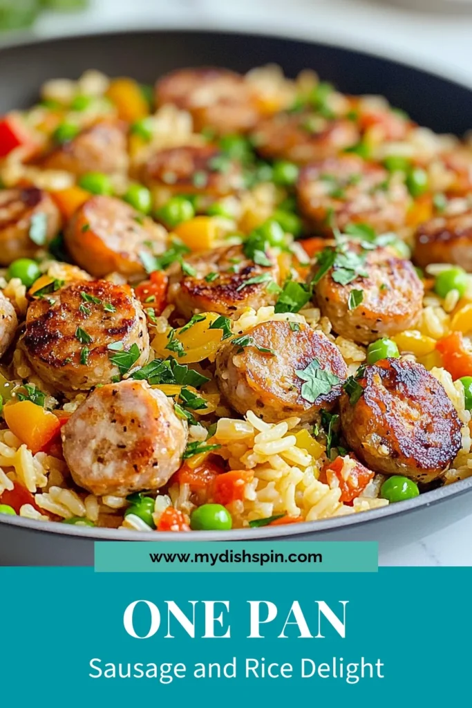 Discover the ultimate one-pan sausage and rice dish with this easy sausage skillet recipe! Packed with chicken sausage, vibrant veggies, and flavorful spices, this easy rice dish is perfect for a quick weeknight dinner. Enjoy the simplicity of skillet meals for dinner that are both delicious and satisfying. Try this one-pan sausage and rice recipe today and make mealtime a breeze! Save for later! #OnePanSausageAndRice #SausageSkilletRecipe #EasyRiceDish #SkilletMealsForDinner