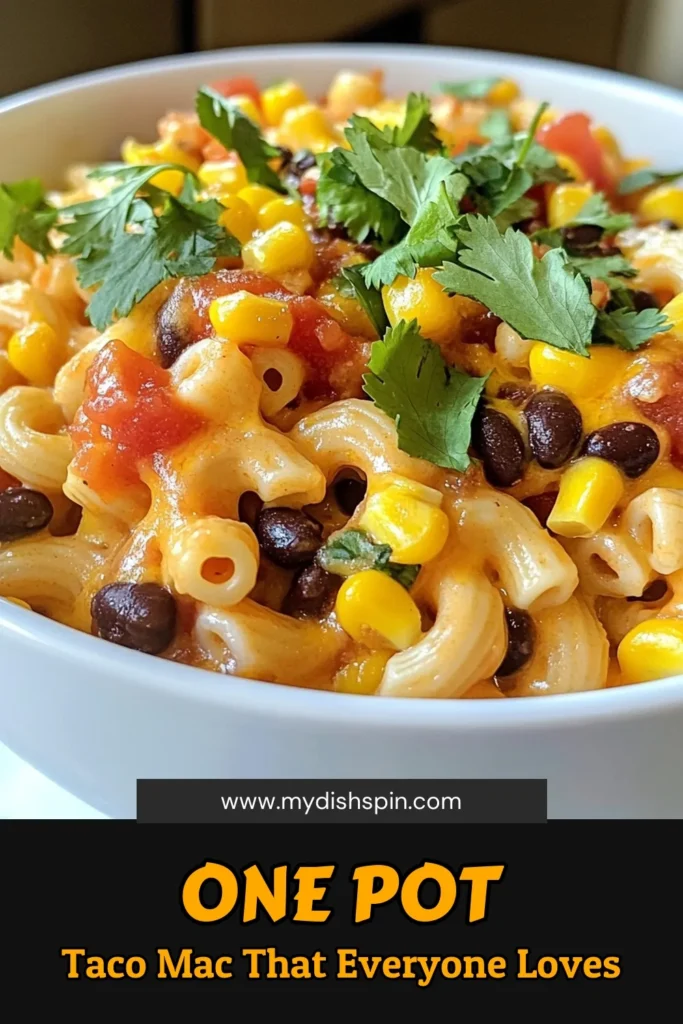 Discover the ultimate comfort food with this One-Pot Taco Mac recipe! Packed with flavors, this easy taco pasta combines ground beef mac and cheese with zesty taco seasoning for a creamy taco pasta dish your family will love. Perfect for a quick weeknight dinner, this one-pot wonder is ready in just 30 minutes! Try it tonight for a deliciously easy meal. Save this recipe for later! #OnePotTacoMac #EasyTacoPasta #QuickDinner #ComfortFood
