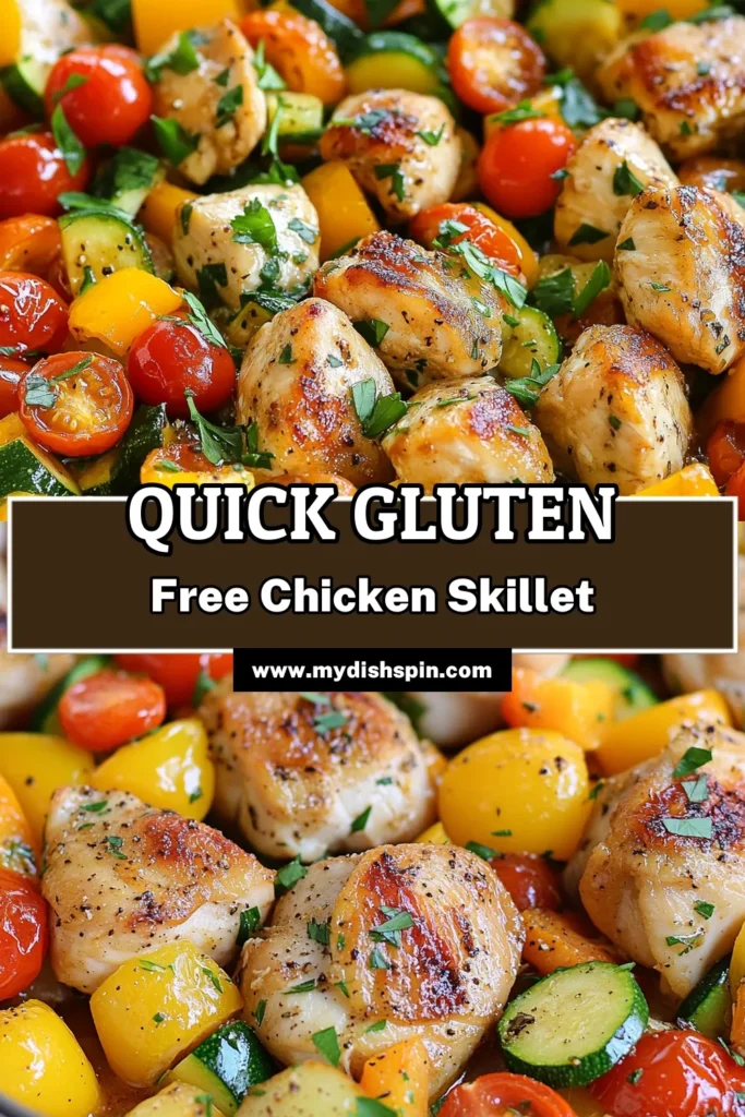 Looking for a quick and delicious weeknight dinner? Try this gluten free chicken skillet recipe! Packed with tender chicken, fresh vegetables, and flavorful herbs, it's one of the best healthy skillet meals you'll make. Perfect for busy evenings, this easy chicken recipe takes just 25 minutes from prep to plate. Save this quick gluten free recipe for your next dinner idea and delight your family tonight! #GlutenFree #ChickenSkillet #HealthyMeals #EasyRecipes