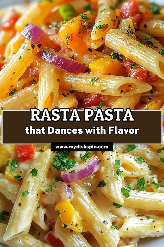 Elevate your dinner with this vibrant Rasta pasta recipe! This Caribbean-inspired pasta dish features colorful penne pasta mixed with creamy sauce, bursting with flavors from bell peppers, garlic, and spices. Perfect for a quick meal, this easy penne pasta will impress your family and friends. Discover how to create this delightful creamy pasta with peppers in just 30 minutes. Save this recipe and bring some island vibes to your table! #RastaPasta #ColorfulPastaDishes #CreamyPasta #CaribbeanCuisine