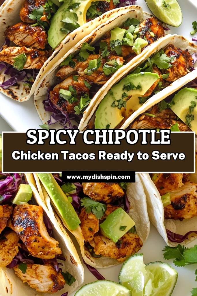 Discover the deliciousness of Chipotle Chicken Tacos with this easy chicken taco recipe that’s perfect for any taco night! Made with a flavorful chipotle pepper marinade, these grilled chicken street tacos are sure to impress. Just marinate, grill, and assemble with fresh toppings for a quick meal. Get ready to enjoy a fiesta in your kitchen! Save this street tacos recipe for later! #ChipotleChickenTacos #EasyTacoRecipe #StreetTacos #GrilledChickenTacos