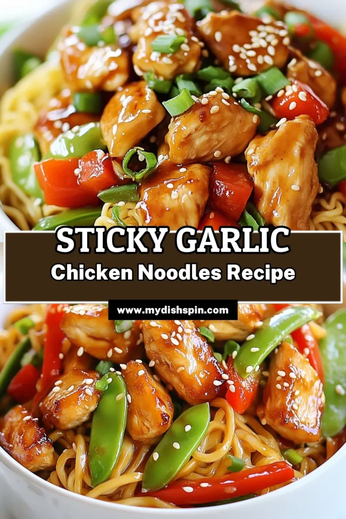 Discover the irresistible flavor of sticky garlic chicken noodles with this easy chicken noodle recipe! In just 35 minutes, you can whip up delicious stir-fried noodles with chicken, packed with honey, garlic, and fresh veggies. Perfect for a quick dinner, this dish will impress your family and friends. Don't miss out—save this recipe for your next meal! #StickyGarlicChickenNoodles #QuickDinnerRecipes #HoneyGarlicNoodles #EasyChickenNoodleRecipe