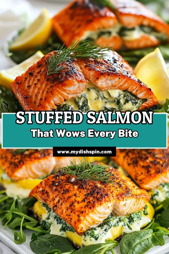 Discover this mouthwatering blackened salmon recipe stuffed with spinach! Perfectly seasoned, these creamy salmon fillets are not only delicious but also make for a healthy salmon dinner that's easy to prepare. Impress your family with this quick and satisfying dish that combines the richness of cream cheese with the freshness of spinach. Try this easy salmon recipe tonight! #BlackenedSalmon #SpinachStuffedSalmon #HealthyDinner #EasyRecipes