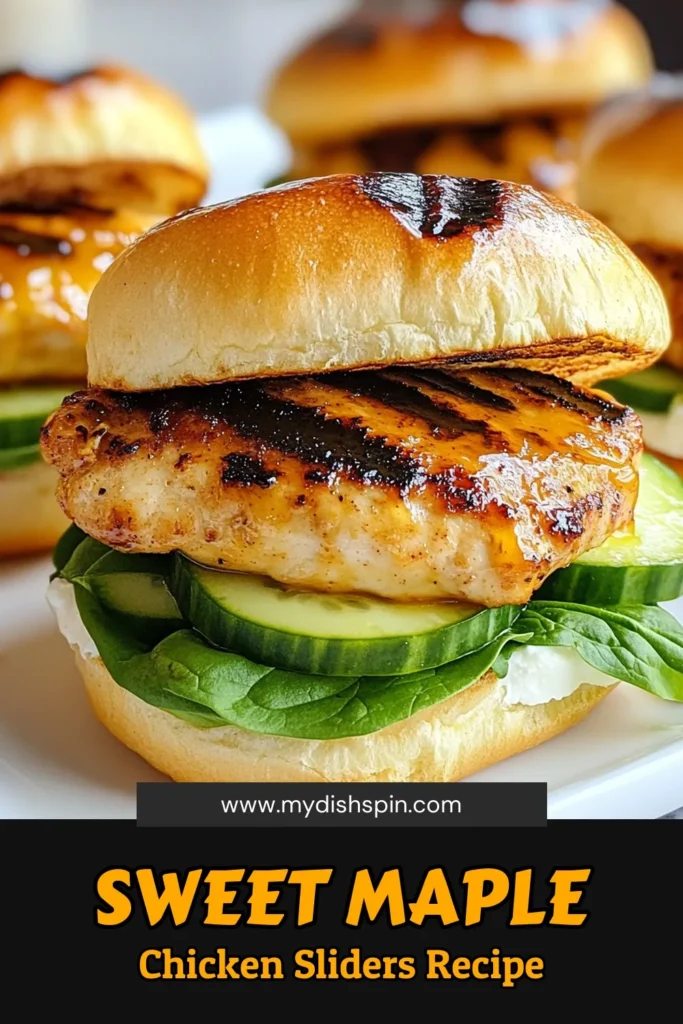 Indulge in the deliciousness of Maple Glazed Chicken Sliders, the perfect easy chicken sliders for your next gathering! This ground chicken slider recipe uses maple syrup for a unique twist on chicken burgers. Layer with fresh spinach and cucumber for a healthy touch. These slider recipes with spinach are a crowd-pleaser! Try your hand at these flavorful Maple Syrup Chicken Burgers today. Save this recipe for your next BBQ! #ChickenSliders #MapleGlazed #SliderRecipes #EasyRecipes