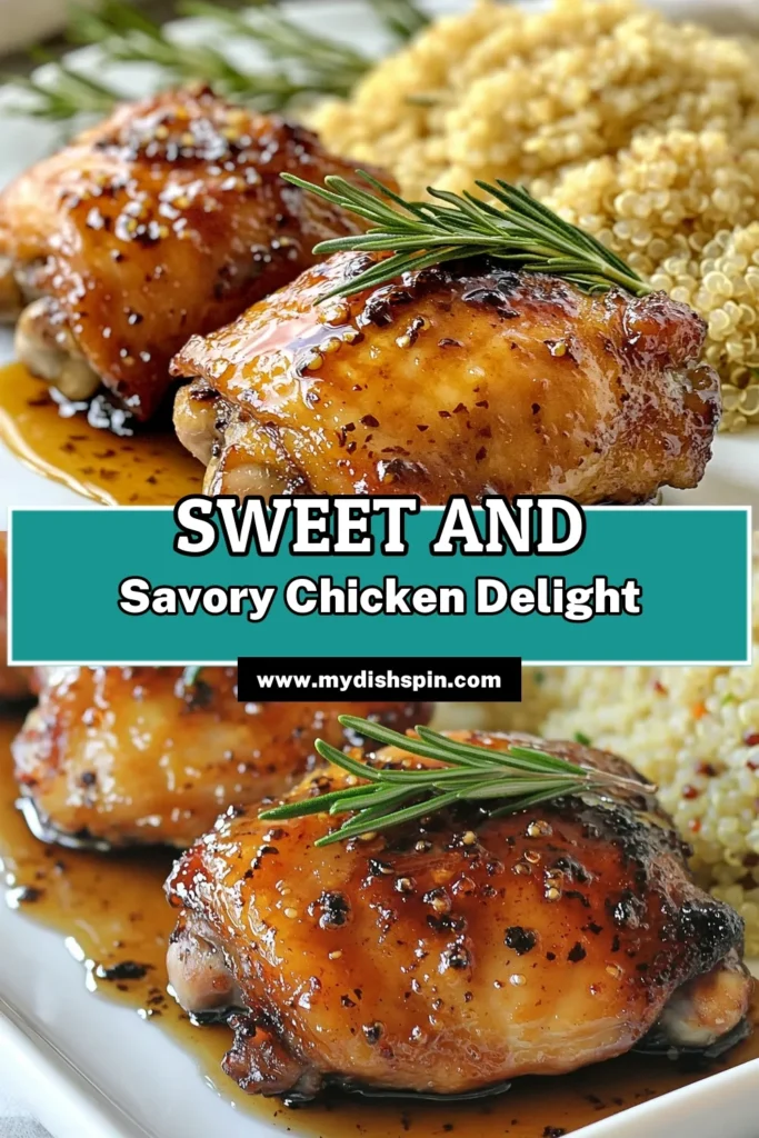 Discover the mouthwatering delight of balsamic honey chicken thighs! This easy chicken thigh recipe is perfect for busy weeknights, offering juicy, oven-baked chicken thighs glazed with a rich balsamic-honey sauce. It's one of the best quick dinner recipes you'll ever make. Serve with quinoa or rice for a complete meal. Try this delicious honey glazed chicken recipe today and impress your family! Save for later! #chickenthighrecipes #quickdinner #ovenbakedchicken #honeyglazedchicken