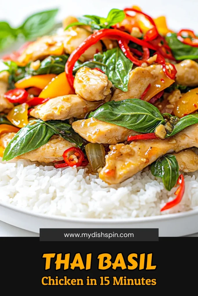 Experience a burst of flavor with this Spicy Thai Basil Chicken recipe! It's quick and easy to prepare, perfect for a delicious weeknight dinner. Made with fresh ingredients like juicy chicken, fragrant basil, and a hint of spice, this dish pairs beautifully with jasmine rice. Click to explore the full recipe and bring a taste of Thailand to your kitchen tonight! #SpicyThaiBasilChicken #ThaiCuisine #EasyDinnerRecipes #QuickMeals