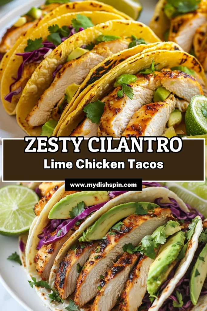 Discover the ultimate Cilantro Lime Chicken Tacos recipe for a deliciously healthy taco night dinner! This easy chicken taco recipe features marinated grilled chicken thighs, fresh avocado, and crisp cabbage, making it a hit for the whole family. Enjoy these flavorful Mexican chicken tacos with zesty lime and cilantro. Perfect for any occasion, it’s time to impress your taste buds! Save this recipe now! #CilantroLimeChickenTacos #HealthyTacos #EasyDinner #TacoNight