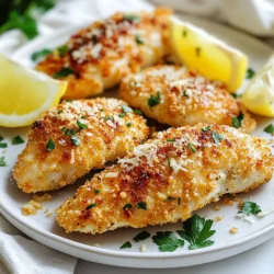 - 4 boneless, skinless chicken breasts - 1/2 cup grated Parmesan cheese - 1/2 cup breadcrumbs (preferably panko for extra crunch) - 4 cloves garlic, minced - 2 tablespoons fresh parsley, chopped - 1 teaspoon dried oregano - 1 teaspoon onion powder - 1 teaspoon salt - 1/2 teaspoon black pepper - 2 tablespoons olive oil - Cooking spray You can swap the chicken breasts for chicken thighs if you prefer. They stay juicy and tender. If you want a different cheese, try using mozzarella or cheddar. For the breadcrumbs, you can use regular ones if you don't have panko. For a twist, add some lemon zest for brightness. When measuring cheese, make sure to pack it lightly. This ensures you get enough flavor. For dry spices, use level teaspoons to avoid too much seasoning. When using garlic, the fresher the better! If you have a scale, weigh the chicken for best results. Cooking times may vary based on chicken thickness. {{ingredient_image_1}} First, gather your ingredients. You need 4 boneless, skinless chicken breasts, Parmesan cheese, breadcrumbs, garlic, parsley, oregano, onion powder, salt, pepper, and olive oil. In a medium bowl, mix together the grated Parmesan, breadcrumbs, minced garlic, chopped parsley, oregano, onion powder, salt, and black pepper. Make sure to stir well. This mix adds great flavor to the chicken. Next, drizzle the olive oil over the chicken breasts. Coat them lightly. This helps the breadcrumb mix stick better. Now, take each chicken breast and press it into the breadcrumb mix. Make sure to coat both sides well. This step gives the chicken a nice crunchy crust. Preheat your air fryer to 380°F (190°C). Let it heat for about 5 minutes. Once it’s ready, spray the air fryer basket lightly with cooking spray. This helps prevent the chicken from sticking. Place the coated chicken breasts in the basket. Make sure they’re not touching. This allows for even cooking. Cook the chicken for 12 to 15 minutes. Flip them halfway through the time. The chicken should look golden brown when done. To check if the chicken is done, use a meat thermometer. The internal temperature should be 165°F (74°C). This ensures the chicken is safe to eat. After cooking, remove the chicken from the air fryer. Let it rest for a few minutes. This helps the juices stay inside the chicken. Enjoy your tasty Garlic Parmesan Air Fryer Chicken! To get that perfect crunch on your garlic Parmesan air fryer chicken, use panko breadcrumbs. Panko is lighter and crispier than regular breadcrumbs. Mix the breadcrumbs with grated Parmesan for extra flavor. Coat the chicken evenly and press the mixture firmly onto the meat. This helps it stick well. Drizzle olive oil over the chicken before coating. This step adds crispiness and flavor. Preheat your air fryer before cooking to ensure even cooking and a crispy texture. One common mistake is overcrowding the air fryer basket. Leave space between the chicken pieces for air to flow. This helps them cook evenly. Another mistake is not preheating the air fryer. Preheating makes a big difference in crispiness. Be careful with the cooking time. Check the chicken at the 12-minute mark to avoid overcooking. Always flip the chicken halfway through to get both sides golden brown. Garlic Parmesan air fryer chicken pairs well with many sides. A simple salad adds freshness to the meal. Try steamed vegetables for color and nutrition. You could also serve it with lemon wedges for a zesty touch. Roasted potatoes or rice make great sides too. For a fun twist, serve it with a dipping sauce, like ranch or garlic aioli. This makes your meal more exciting and tasty. Pro Tips Perfect Chicken Thickness: Ensure your chicken breasts are of even thickness for uniform cooking. Consider pounding them to about 1-inch thick if they are too thick. Breadcrumb Alternatives: If you want a gluten-free version, substitute breadcrumbs with crushed gluten-free crackers or almond flour for a different texture. Flavor Boost: Marinate the chicken in olive oil, lemon juice, and spices for at least 30 minutes before coating. This adds extra flavor and moisture. Resting Time: Let the chicken rest for 5 minutes after cooking. This allows the juices to redistribute, making the chicken more tender and juicy. {{image_2}} To give your Garlic Parmesan Air Fryer Chicken a kick, add some heat. You can mix in crushed red pepper flakes with the breadcrumb blend. Start with half a teaspoon, and adjust to your taste. You can also use spicy seasoning blends. Try adding cayenne pepper or a dash of hot sauce on the chicken. This way, you get that delicious garlic and cheese flavor, along with a spicy twist. Want to change things up? You can add flavors like lemon zest or smoked paprika. Both give a fresh and bold taste. Mix lemon zest into the breadcrumb blend for a bright flavor. Smoked paprika adds a nice depth. You can also try adding different herbs. Fresh thyme or basil can work wonders. Just mix them into the breadcrumb mix for an extra flavor punch. You don’t have to stick to chicken. You can use this recipe with other proteins. Try boneless pork chops or turkey cutlets. They cook well and absorb the garlic and Parmesan flavors. If you prefer plant-based meals, use thick slices of eggplant or tofu. Just make sure to adjust the cooking time based on the protein you choose. This way, you can enjoy the same great taste in many different forms! To keep your Garlic Parmesan Air Fryer Chicken fresh, let it cool first. Place the chicken in an airtight container. This helps lock in moisture and flavor. Store it in the fridge for up to 3 days. If you want to eat it later, freezing is a great option. When you're ready to enjoy your leftovers, reheating is simple. Preheat your air fryer to 350°F (175°C). Place the chicken in the basket. Heat for about 5-7 minutes, or until it’s hot. This method keeps the chicken crispy. You can also use the oven; just bake at 350°F for about 10 minutes. If you want to freeze your chicken, wrap each piece tightly in plastic wrap. Then, put them in a freezer bag. Label the bag with the date. You can freeze it for up to 3 months. To thaw, move it to the fridge overnight before reheating. This way, it stays juicy and tasty. Yes, you can use other cheeses. Options like mozzarella or cheddar work well. They add a nice flavor. If you like blue cheese, try that too for a twist. Each cheese will give a different taste to the chicken. Just make sure the cheese melts well. To make this dish gluten-free, swap regular breadcrumbs for gluten-free ones. Look for brands that use rice or almond flour. Ensure that all other ingredients are gluten-free too. This way, everyone can enjoy this tasty meal without worry. This dish pairs well with many sides. Try a simple salad with mixed greens. Steamed veggies like broccoli or green beans are great choices too. For a heartier option, serve it with rice or mashed potatoes. Fresh lemon wedges add a nice touch on the side. Enjoy your meal! In this post, we covered key ingredients, cooking steps, and tips for Garlic Parmesan Air Fryer Chicken. We explored fun variations and how to store leftovers properly. Each part helps you make a tasty dish and avoid common mistakes. Remember, cooking can be simple and enjoyable. Try different flavors to make the recipe your own. Enjoy your delicious creation and share it with others!