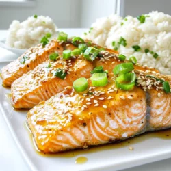 - 4 salmon fillets - 4 tablespoons honey - 3 cloves garlic, minced - 2 tablespoons soy sauce (low sodium) - 1 tablespoon olive oil - 1 tablespoon sesame seeds (optional) - 2 green onions, sliced (for garnish) - Salt and pepper, to taste For this recipe, you need fresh salmon fillets. They are the star of the dish. Honey gives a sweet touch that pairs well with the salmon. Minced garlic adds a nice kick. Soy sauce brings saltiness and depth. You can also add olive oil to keep the salmon moist. Optional ingredients can elevate your dish. Sesame seeds give a nice crunch. Green onions add a pop of color and flavor. Don’t forget salt and pepper to taste! This simple list of ingredients makes preparing Minute Honey Garlic Salmon quick and easy. You’ll love how they work together to create a tasty meal. Start by gathering your ingredients. In a small bowl, combine the honey, minced garlic, soy sauce, olive oil, salt, and pepper. Mix them well to form the marinade. This mix will give your salmon that sweet and savory flavor. The honey balances the saltiness of the soy sauce, while garlic adds a nice kick. Next, take the salmon fillets and place them in a shallow dish or a ziplock bag. Pour the marinade over the salmon. Make sure each piece is well coated. Let the salmon marinate for about 10-15 minutes. If you have more time, longer marinating enhances the flavor even more. Just remember, don't marinate too long or the fish may become mushy. Now, heat a non-stick skillet over medium-high heat. Once hot, add the salmon fillets, skin side down if they have skin. Cook them for about 4-5 minutes. You want a nice sear on the salmon. After that, carefully flip the salmon. Pour any remaining marinade on top. Cook for another 3-4 minutes. The salmon is done when it flakes easily with a fork. After cooking, take the skillet off the heat and let the salmon rest for a minute. This helps keep it juicy. For a beautiful finish, sprinkle sesame seeds over the salmon in the last minute of cooking. Then, garnish with sliced green onions before serving. You can serve the salmon on rice or with veggies for a complete meal. Enjoy your delicious Minute Honey Garlic Salmon! To ensure your salmon cooks evenly, start with fillets of similar size. This helps them cook at the same rate. Always place the salmon in the skillet skin side down. This keeps the fish moist and prevents sticking. Cook it on medium-high heat for about 4-5 minutes. Flip the fillets gently using a spatula. Pour some marinade over the top after flipping. Continue cooking for 3-4 minutes. The salmon is done when it flakes easily with a fork. You can boost the flavor of your honey garlic salmon with extra spices. Try adding a pinch of red pepper flakes for heat. Fresh ginger adds a nice zing too. For a citrus twist, mix in some orange zest. If you love herbs, add fresh cilantro or parsley to the marinade. Each of these options enhances the dish and gives it a unique taste. Pair your honey garlic salmon with simple sides. Steamed rice makes a great base. You can also serve it with sautéed vegetables, like broccoli or bell peppers. Drizzle extra honey garlic sauce from the pan over everything. A lemon wedge on the side brightens the meal. This adds freshness and balances the flavors. Enjoy your meal with friends or family! {{image_2}} For a lighter dish, you can use low-sodium soy sauce. This option cuts back on salt. You still get the sweet and savory taste. Look for brands that are labeled as low-sodium. You can also try coconut aminos. It offers a nice flavor and is soy-free. When choosing salmon, you can pick between fresh and frozen. Fresh salmon usually tastes better, but frozen is more convenient. It’s often just as good. If you go frozen, make sure to thaw it slowly in the fridge. This keeps the texture nice. Look for wild-caught salmon for the best flavor and health benefits. You can grill or bake salmon instead of using a skillet. Grilling gives a smoky taste. Just brush it with the honey garlic mix before cooking. Baking is easy too. Preheat your oven to 400°F and cook for about 12-15 minutes. Both methods keep the salmon juicy and flavorful. To keep your salmon fresh, wrap it well. Use plastic wrap or a tight container. Store it in the fridge. Salmon stays good for up to three days. Make sure your fridge is at 40°F or below. This keeps bacteria from growing. Avoid leaving it out at room temperature. When reheating, keep the salmon moist. Place it in a skillet over low heat. Add a splash of water or broth to help. Cover the skillet to trap steam. Heat for about 5 minutes or until warm. This method keeps the salmon juicy and tasty. If you want to freeze salmon, wrap it tightly. Use freezer bags or foil. Remove as much air as possible. This prevents freezer burn. For best taste, use it within three months. To thaw, place it in the fridge overnight. You can also use cold water for quicker thawing. Just make sure it stays sealed. This keeps the quality high and the flavor intact. You should marinate salmon for about 10-15 minutes. This time helps the fish soak up the honey and garlic flavors. If you are short on time, even a quick 5-minute soak will add some taste. Just be careful not to marinate too long, or the fish may become mushy. Yes, you can use other fish! Try using trout, tilapia, or cod. Each fish will bring a different taste and texture. Just make sure to adjust the cooking time based on the thickness of the fillets. If you need a substitute for honey, use maple syrup or agave nectar. Both options provide a sweet flavor, making them great alternatives. You can also use brown sugar mixed with water for a similar taste. Eating slightly undercooked salmon can be safe if it is fresh and high quality. Salmon should be cooked to a minimum of 145°F (63°C). If you choose to eat it rare, ensure it is sushi-grade fish. Always use your best judgment and check for any signs of spoilage before cooking. This blog post showed you how to make a tasty honey garlic salmon. We covered the main and optional ingredients, step-by-step instructions, and tips to perfect your dish. You learned about storage and variations, too. Remember, marinating is key for great flavor. Cooking methods can change the taste, so try different ones. Whether you're a novice or a pro, this recipe is simple and fun. Enjoy your cooking and impress your friends and family with this delicious meal!
