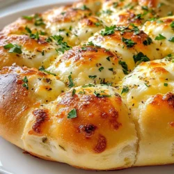 To make this tasty bread, you need some key ingredients. Here’s what you will need: - 3 cups all-purpose flour - 1 packet (2 ¼ teaspoons) instant yeast - 1 teaspoon salt - 1 tablespoon sugar - 1 cup warm water (110°F or 45°C) - 3 tablespoons olive oil - 1 teaspoon dried oregano - 1 teaspoon dried basil - ½ teaspoon garlic powder - 1 cup shredded mozzarella cheese - ½ cup grated Parmesan cheese - Fresh parsley, for garnish These ingredients come together to create a flavorful bread that is soft and cheesy. The herbs add a lovely Italian flair, making every bite special. You can boost the flavor of your Italian Herb Cheese Bread with some optional ingredients. Consider adding: - 1 teaspoon crushed red pepper flakes for heat - 1 tablespoon chopped fresh garlic for more flavor - A mix of other herbs like thyme or rosemary These extras can give your bread a unique twist. Feel free to mix and match based on your taste! If you don’t have some ingredients, here are some easy swaps: - Use bread flour instead of all-purpose flour for a chewier texture. - Swap instant yeast for active dry yeast, but let it bloom first in warm water. - Use any cheese you like, such as cheddar or feta. These substitutions can help if you are missing something or want to try different flavors. Enjoy making your bread in a way that suits your kitchen! {{ingredient_image_1}} To start, grab a large mixing bowl. Add 3 cups of all-purpose flour. Next, sprinkle in 1 packet of instant yeast, 1 teaspoon of salt, 1 tablespoon of sugar, 1 teaspoon of dried oregano, 1 teaspoon of dried basil, and ½ teaspoon of garlic powder. Mix these dry ingredients well. This ensures all flavors blend together. In another bowl, whisk together 1 cup of warm water and 3 tablespoons of olive oil. Make sure the water is about 110°F or 45°C. Slowly pour this wet mix into the dry ingredients. Stir until a sticky dough forms. Now, knead this dough on a lightly floured surface. Do this for about 7-10 minutes. You want the dough to feel smooth and elastic. Once it reaches that point, place it in a greased bowl. Cover it with a damp cloth. Let it rise in a warm spot for about 1 hour. It should double in size. After the dough has risen, gently punch it down. This releases the air. Now, it’s time to add the cheese. Take 1 cup of shredded mozzarella and ½ cup of grated Parmesan cheese. Knead these into the dough lightly. You want the cheese to mix evenly throughout the dough. This step adds a rich, cheesy flavor to every bite. Next, shape the dough into a loaf. You can also make a round loaf. Place it in a greased loaf pan or on a parchment-lined baking sheet. Cover it again with a damp cloth. Let it rise for another 30 minutes. This second rise helps the bread become fluffy. While the dough rises, preheat your oven to 375°F (190°C). After the second rise, bake the bread for 25-30 minutes. The top should turn golden brown. Tap the bread; it should sound hollow. Once baked, let it cool in the pan for 10 minutes. Then, transfer it to a wire rack to cool completely. Garnish with fresh parsley before slicing. Enjoy your delicious Italian herb cheese bread! Kneading dough is key for great bread. Start by mixing the dry and wet ingredients well. Once combined, knead on a floured surface. Use your palms to push and fold the dough. Do this for 7-10 minutes. You want the dough to feel smooth and elastic. If it feels sticky, add a little flour. If it’s too dry, wet your hands and knead again. This will help you get the right texture. After kneading, place the dough in a greased bowl. Cover it with a damp cloth. This keeps the dough warm and moist. Choose a warm spot in your kitchen, like near the oven. Let it rise for about 1 hour. The dough should double in size. If your kitchen is cool, it may take longer. Be patient! A good rise gives the bread a nice texture. Before baking, preheat your oven to 375°F (190°C). This step is important for even cooking. When placing the bread in the oven, make sure to center it. This helps it bake evenly. Check the bread after 25 minutes. It should be golden brown on top. Tap the bread; it should sound hollow. This means it’s done. Let it cool in the pan for about 10 minutes before transferring to a wire rack. This step keeps the bottom from getting soggy. Pro Tips Use Fresh Herbs: Fresh herbs can elevate the flavor of your bread. If you have fresh oregano or basil, substitute them for dried for a more vibrant taste. Check Dough Temperature: Make sure your water is at the right temperature (110°F or 45°C) to activate the yeast effectively without killing it. Let It Rise Properly: Allow the dough to rise in a warm, draft-free area. This helps the yeast develop and results in a fluffier bread. Experiment with Cheeses: Feel free to mix different cheeses, such as cheddar or gouda, for a unique flavor profile in your bread. {{image_2}} You can easily change the herbs in this bread. Try using fresh herbs for a bright taste. Rosemary adds a strong flavor. Thyme gives a nice earthy note. You could also mix in some red pepper flakes for heat. This keeps the bread fresh and fun every time you bake. Cheese is key to this bread. While mozzarella and Parmesan work great, you can mix things up. Cheddar adds a sharpness that many love. Feta brings a crumbly texture and tanginess. For something rich, try using cream cheese. Mix and match to find your favorite combo! Making this bread gluten-free is simple. Just swap the all-purpose flour for a gluten-free blend. Look for a mix that has xanthan gum for best results. For a vegan version, use plant-based cheese. Replace the warm water with almond milk or any other plant milk. This way, everyone can enjoy this tasty bread! To keep your Italian Herb Cheese Bread fresh, wrap it in plastic wrap. You can also use a resealable bag. Store it at room temperature for 2-3 days. For best results, place it in a bread box. This helps maintain its soft texture and flavor. If you want to keep it longer, consider freezing it. To freeze your bread, let it cool completely first. Wrap the cooled loaf tightly in plastic wrap. Then, place it inside a freezer bag. Be sure to remove as much air as possible. Label the bag with the date. This bread can last up to 3 months in the freezer. When ready to eat, just thaw it in the fridge overnight. To enjoy your bread warm, preheat the oven to 350°F (175°C). Unwrap the bread and place it directly on the oven rack. Heat it for about 10-15 minutes. This will bring back its lovely, fresh taste. For a crispier crust, you can pop it under the broiler for a minute or two. Just keep an eye on it so it doesn't burn! Yes, you can use fresh herbs instead of dried. Fresh herbs give a bright taste. Use three times the amount of fresh herbs. For example, if a recipe calls for one teaspoon of dried oregano, use three teaspoons of fresh oregano. Chop them finely to release their flavor. Fresh herbs add great color and aroma to the bread. Italian Herb Cheese Bread pairs well with many dishes. Here are some great options: - Soup: Tomato or minestrone soup complements the bread well. - Salads: A light salad adds freshness. Try a Caesar or mixed green salad. - Dips: Serve with olive oil and balsamic vinegar for dipping. - Cheese Plate: Include a variety of cheeses for a fun snack. - Main Dishes: It works nicely with pasta or grilled meats. To check if the bread is fully baked, tap the top gently. If it sounds hollow, it’s done. The crust should be golden brown and firm to the touch. You can also use a thermometer. The inside should read 190°F (88°C). If it’s not done, bake for a few more minutes. Let it cool before slicing to keep it fluffy. You learned about making Italian Herb Cheese Bread from start to finish. We covered the key ingredients, step-by-step instructions, and helpful tips. You explored fun variations for all tastes, including gluten-free and vegan choices. Finally, I shared how to store and reheat your bread to keep it fresh. With these insights, you can bake your own delicious bread at home. Enjoy the fun of experimenting with flavors and sharing your tasty creations! Happy baking!