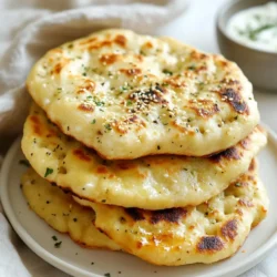 To make Cottage Cheese Flatbread, you need these main ingredients: - 1 cup cottage cheese - 1 ½ cups all-purpose flour - 1 teaspoon baking powder - ½ teaspoon salt - 1 tablespoon olive oil - ½ cup water (adjust as needed for dough consistency) These ingredients work together to create a soft and tasty flatbread. The cottage cheese gives it a creamy texture and boosts protein. You can add a few extras to make your flatbread even tastier: - 1 tablespoon fresh herbs (like parsley or chives), finely chopped - 1 tablespoon sesame seeds (optional) - ½ teaspoon garlic powder (optional) Using fresh herbs brings a vibrant flavor. Sesame seeds add a nice crunch, while garlic powder gives a savory kick. Feel free to mix and match based on what you like! This flatbread is not just delicious; it’s also nutritious! Here’s a quick look at what’s in it: - Calories: About 150 per flatbread - Protein: High due to cottage cheese - Carbohydrates: Provides energy from flour - Fats: Healthy fat from olive oil These nutrients make Cottage Cheese Flatbread a great option for a snack or meal. The protein keeps you full, while the carbs give you energy. Enjoy your cooking! {{ingredient_image_1}} Start by grabbing a mixing bowl. Add 1 cup of cottage cheese to it. Next, add 1 ½ cups of all-purpose flour. Sprinkle in 1 teaspoon of baking powder and ½ teaspoon of salt. Pour in 1 tablespoon of olive oil. Mix these ingredients together until a soft dough forms. If the dough feels too crumbly, add water slowly. Aim for a workable dough that is not sticky. Once your dough is ready, sprinkle some flour on a clean surface. Place the dough on the surface and knead it for 2-3 minutes. You want the dough to be smooth and elastic. After kneading, divide the dough into 4-6 equal parts. Roll each piece into a ball. Then, flatten each ball with your hands or a rolling pin. Make each flatbread about 1/4 inch thick. If you like, you can sprinkle sesame seeds or garlic powder on top. Press them gently into the flatbread. Now, heat a non-stick skillet over medium heat. Once hot, place each flatbread in the skillet. Cook for 2-3 minutes on one side. Flip it over and cook the other side until golden brown. Keep an eye on it to avoid burning. Once cooked, place the flatbreads under a clean kitchen towel to keep them warm. Repeat this process for the remaining flatbreads. Enjoy these warm, delicious flatbreads with your favorite dips! To get the dough just right, start with the cottage cheese. Use full-fat cottage cheese for a creamier texture. Mix in flour, baking powder, salt, and olive oil. If the dough feels too dry, slowly add water. The key is to find a balance. The dough should be soft but not sticky. Knead it for only 2-3 minutes. This step helps develop gluten for a better texture. Cooking flatbread takes only 2-3 minutes on each side. Heat your skillet to medium heat. If it’s too hot, the bread may burn. If it’s too cool, it won't cook through. Keep an eye on the first flatbread to gauge the right temperature. Once you find it, the rest will cook perfectly. Always check for a golden-brown color. For a tasty experience, serve the flatbread warm. Pair it with a herbed yogurt dip or hummus. You can also top it with fresh herbs for extra flavor. Stack the flatbreads on a platter for a beautiful display. This adds a pop of color to your table. For a fun twist, try adding toppings like roasted vegetables or cheese before cooking. Pro Tips Use Fresh Herbs: Fresh herbs like parsley or chives will enhance the flavor of your flatbreads. Don’t skip this step for a burst of freshness! Adjust Water Gradually: When mixing the dough, add water slowly to avoid making it too sticky. The right consistency is key for perfect flatbreads. Cook on Medium Heat: Cooking the flatbreads on medium heat allows them to cook through without burning. Keep an eye on them to achieve that golden brown color. Serve Warm: Flatbreads are best enjoyed warm. Keep them wrapped in a kitchen towel until ready to serve for optimal taste and texture. {{image_2}} You can make this flatbread your own by adding herbs and spices. Fresh herbs like parsley, chives, or dill work well. Just chop them finely and mix into the dough. You can also try dried herbs like oregano or basil for a different flavor. Spices like cumin or paprika can add warmth and depth. Experiment with your favorite flavors to create a unique flatbread. To make this flatbread gluten-free, swap all-purpose flour for a gluten-free blend. Look for a blend that has xanthan gum, which helps with texture. You may need to adjust the water amount based on the flour you use. Keep mixing until the dough feels right. This way, you can enjoy this tasty flatbread without gluten. You can enhance the flatbread by adding toppings before cooking. Sprinkle sesame seeds, garlic powder, or even cheese on top. Press them gently into the dough so they stick. This adds more flavor and texture to your flatbread. You can also top with sliced olives or sun-dried tomatoes for a Mediterranean twist. To keep your leftover flatbread fresh, first let it cool down. Place the flatbread in an airtight container. This helps keep moisture in and prevents it from drying out. If you have multiple pieces, layer them with parchment paper. This way, they won’t stick together. Store the container in the fridge. Your flatbread will stay good for about 3-4 days. When it’s time to enjoy your flatbread again, reheating is simple. You can use a skillet or an oven. For the skillet, heat it over medium heat. Place the flatbread in the skillet and warm it for 1-2 minutes on each side. This brings back the crispness. If you prefer the oven, preheat it to 350°F. Place the flatbread directly on the rack or a baking sheet for about 5-7 minutes. This method warms it evenly. If you want to save flatbread for longer, freezing is a great option. First, let the flatbread cool completely. Wrap each piece tightly in plastic wrap. Then, place them in a freezer bag. Label the bag with the date. You can freeze flatbread for up to 3 months. When you’re ready to eat, thaw it in the fridge overnight. Reheat as mentioned above for the best taste. To make this flatbread gluten-free, swap all-purpose flour for a gluten-free blend. Look for blends made from rice flour, almond flour, or chickpea flour. These options work well. Adjust the water in the recipe to get a soft dough. Gluten-free flours often need more liquid. Yes, you can use other types of cheese. Ricotta or cream cheese can work great. These cheeses add creaminess and flavor. Try to keep the amount the same. If you choose a stronger cheese, like feta, reduce the salt to balance the taste. You can serve this flatbread with many dishes. Try it with herbed yogurt dip or hummus. Topping it with fresh veggies or grilled chicken makes a filling meal too. You can also serve it alongside soups or salads for a light option. This blog post covers all you need to know about making Cottage Cheese Flatbread. We explored the key ingredients, step-by-step instructions, and helpful tips for making the best flatbread. We also looked at tasty variations and how to store leftovers properly. In summary, it's easy and fun to make. Experiment with flavors and multiple serving ideas. Enjoy your cooking journey! You have the tools to create something delicious.