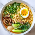To make a great Spicy Miso Ramen Bowl, you need fresh and tasty ingredients. Here’s what you will need: - 4 cups vegetable broth - 2 tablespoons miso paste (red or white) - 2 tablespoons soy sauce - 1 tablespoon sesame oil - 1 tablespoon chili garlic sauce (adjust to taste) - 200g ramen noodles (fresh or dried) - 1 cup bok choy, chopped - 1 cup shiitake mushrooms, sliced - 1 carrot, julienned - 2 green onions, sliced - 2 soft-boiled eggs (optional) - Fresh cilantro for garnish - Toasted sesame seeds for garnish Each of these ingredients plays a role. The miso paste adds depth. The chili garlic sauce brings heat. The fresh veggies add color and crunch. You can add more toppings to make your ramen even better. Here are some ideas: - Sliced jalapeños for extra spice - Nori sheets for a sea flavor - Bamboo shoots for crunch - Corn for sweetness - Lime wedges for a zesty kick These toppings can help you customize your bowl. Feel free to mix and match based on what you like. Choosing the right brands can enhance your dish. For miso paste, I recommend: - Miso Master: Great for its rich flavor. - Hikari: Known for its smooth texture. For ramen noodles, I suggest: - Sun Noodle: Fresh and springy texture. - Nissin: Easy to find and tasty. These brands can make your Spicy Miso Ramen Bowl really stand out. {{ingredient_image_1}} Start by heating 1 tablespoon of sesame oil in a large pot over medium heat. Next, add 1 cup of sliced shiitake mushrooms. Sauté them for about 5 minutes. You want them golden and soft. Then, stir in 2 tablespoons of miso paste, 2 tablespoons of soy sauce, and 1 tablespoon of chili garlic sauce. Cook this mixture for 1 minute until it smells great. Now pour in 4 cups of vegetable broth. Bring it to a boil, then lower the heat. Let it simmer for 10 to 15 minutes. This helps all the flavors mix well. While your broth simmers, you can cook the ramen noodles. Use 200 grams of fresh or dried ramen noodles. Follow the package instructions for cooking time. Once cooked, drain them and set aside for later. They will soak up the broth flavor when you combine them. Now it’s time to bring everything together. In the last 5 minutes of your broth cooking, add 1 cup of chopped bok choy and 1 julienned carrot to the pot. They should be tender but still bright. To assemble, take the cooked noodles and divide them into serving bowls. Ladle the hot broth and veggies over the noodles. For a special touch, add a soft-boiled egg on top. Then sprinkle sliced green onions and fresh cilantro. Finish with toasted sesame seeds for a nice crunch. Enjoy your spicy miso ramen bowl! To make the perfect soft-boiled egg, start by boiling water in a pot. Once it boils, gently add the eggs. Set a timer for 6 to 7 minutes. When the time is up, quickly transfer the eggs to an ice bath. This stops the cooking process. Let them cool for a few minutes. Finally, peel the eggs and serve them on top of your ramen. The yolk should be creamy and runny, adding richness to each bite. Spice is a key part of the spicy miso ramen bowl. If you love heat, add more chili garlic sauce. Start with one tablespoon and adjust as you go. For milder flavors, cut it down to half a tablespoon. You can also serve extra chili sauce on the side. This way, everyone can spice their own bowl just right. Taste as you go to find the heat level that works for you. To save time, prep your ingredients ahead of cooking. Chop the bok choy, shiitake mushrooms, and carrots the night before. Store them in airtight containers in the fridge. You can also boil the eggs ahead of time. This way, you have everything ready when it’s time to cook. Cooking becomes quick and easy. This helps you enjoy your meal sooner! Pro Tips Adjust the Spice Level: Feel free to modify the amount of chili garlic sauce based on your spice preference. Start with less and add more to taste. Perfectly Soft-Boiled Eggs: For the best soft-boiled eggs, boil them for 6-7 minutes and then plunge them into ice water immediately to stop cooking. Keep Vegetables Vibrant: To maintain the bright colors and crunch of the bok choy and carrots, avoid overcooking them. They should be tender yet crisp. Garnish Generously: Don’t skimp on the garnishes! Fresh cilantro and toasted sesame seeds add not just flavor but also a beautiful presentation to your ramen bowl. {{image_2}} You can add meat to your spicy miso ramen to make it heartier. Some great choices are: - Chicken: Use grilled or shredded chicken for a light option. - Pork: Chashu pork adds a rich flavor. You can simmer it in soy sauce and mirin. - Beef: Thinly sliced beef cooks quickly. Just add it to the hot broth. - Shrimp: Fresh shrimp cooks fast and brings a nice sweetness. These meats not only boost flavor but also make your bowl more filling. For a vegetarian or vegan twist, there are plenty of options: - Tofu: Firm tofu absorbs flavors well. You can pan-fry it for added texture. - Seitan: This wheat-based protein has a meaty texture. It's great for a savory bite. - Mushrooms: Use more shiitake or add enoki mushrooms for variety. - Vegetables: Add more veggies like bell peppers or snap peas for crunch and color. These alternatives ensure everyone can enjoy a delicious bowl. Want to jazz up your ramen? Here are some tasty add-ins: - Nori: Seaweed sheets give a nice umami touch. Cut them into strips. - Kimchi: This spicy fermented cabbage adds heat and tang. A little goes a long way. - Chili Oil: Drizzle some for extra spice. It also adds a lovely sheen to your broth. - Lime Juice: A squeeze of lime brightens flavors and adds a zesty kick. Mix and match these enhancements to create your perfect bowl! To keep your spicy miso ramen fresh, store it in an airtight container. Separate the broth from the noodles and veggies. This way, the noodles do not get soggy. You can keep the broth and toppings in the fridge for up to three days. For best taste, consume leftovers within this time frame. When you are ready to enjoy your ramen again, reheat the broth in a pot over medium heat. This helps maintain the flavor. For the noodles, you can add them directly to the pot. Heat until everything is warm. If you cooked the ramen ahead of time, it will take only a few minutes to heat through. Add fresh toppings like green onions or cilantro for a boost. Freezing ramen is a great option for long-term storage. However, the texture changes after freezing. Store the broth and noodles in separate containers to avoid mushiness. You can freeze the broth for up to three months. Noodles should be consumed within one month for best quality. Thaw the broth overnight in the fridge and reheat it before serving. Add freshly cooked noodles just before eating. Yes, you can make spicy miso ramen in advance. Prepare the broth and store it in the fridge. Keep the noodles separate. When you’re ready to eat, just heat the broth and cook the noodles. Add fresh veggies and toppings right before serving to keep them crisp. You can use various broths for ramen. Vegetable broth gives a nice base for a vegetarian option. Chicken broth adds a rich flavor. Miso broth offers a deep, savory taste. Feel free to mix and match to find your favorite. You can customize your ramen bowl in many ways. Choose your favorite proteins like tofu, chicken, or pork. Add more vegetables like spinach, corn, or bean sprouts. Adjust the spice by adding more chili garlic sauce or sriracha. Top it with sesame seeds, seaweed, or pickled ginger for extra flavor. Spicy miso ramen is a tasty dish you can make at home. We covered key ingredients, tasty toppings, and brands to use. I shared steps for making broth, cooking noodles, and assembling your bowl. You learned tips for perfect eggs, spice levels, and ingredient prep. Variations let you add meats or go vegetarian. I also discussed how to store and reheat leftovers. With this guide, you can make a delicious bowl suited to your tastes. Enjoy crafting your spicy miso ramen!