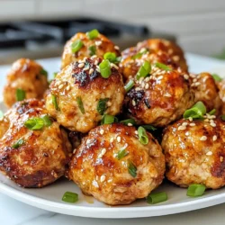 To make savory sesame ginger chicken meatballs, you need some simple ingredients. Here’s what you will need: - 1 pound ground chicken - 1/4 cup breadcrumbs - 1/4 cup green onions, finely chopped - 2 tablespoons ginger, minced - 2 tablespoons garlic, minced - 2 tablespoons soy sauce - 1 tablespoon sesame oil - 1 tablespoon honey - 1 teaspoon sesame seeds - Salt and pepper to taste - 1 egg, beaten - 2 tablespoons vegetable oil (for frying) Each ingredient adds a unique flavor to the meatballs. Ground chicken is lean and tender. Breadcrumbs help hold everything together. Green onions add a fresh crunch. Ginger gives a warm spice, while garlic adds depth. Soy sauce brings saltiness, and sesame oil adds richness. Honey adds a hint of sweetness to balance the flavors. Using fresh ingredients makes a big difference. Always opt for fresh ginger and garlic for the best taste. Keep your ground chicken chilled until you mix it. This keeps the meatballs juicy and tender. Now that you have everything ready, you can start creating your delicious meatballs! {{ingredient_image_1}} Mixing the Ingredients Start by grabbing a large mixing bowl. Add 1 pound of ground chicken. Next, mix in 1/4 cup of breadcrumbs and 1/4 cup of finely chopped green onions. Then, add 2 tablespoons of minced ginger and 2 tablespoons of minced garlic. Pour in 2 tablespoons of soy sauce, 1 tablespoon of sesame oil, and 1 tablespoon of honey. Sprinkle in 1 teaspoon of sesame seeds along with salt and pepper to taste. Finally, crack in 1 beaten egg and mix everything until well combined. Forming the Meatballs Now, it’s time to create the meatballs. Use your hands to scoop some of the mixture. Roll it into a ball about the size of a golf ball. Place each meatball on a plate as you shape them. This recipe should yield about 12-16 meatballs, depending on your size. Cooking the Meatballs Heat a large skillet over medium heat. Add 2 tablespoons of vegetable oil to the pan. Once hot, carefully place the meatballs in the skillet. Make sure not to overcrowd the pan. Fry the meatballs for about 5-7 minutes. Rotate them occasionally so they brown evenly. Check that each meatball reaches an internal temperature of 165°F to ensure they're fully cooked. When done, transfer them to a paper towel-lined plate to drain excess oil. Ensuring Even Cooking To cook the meatballs evenly, ensure they are similar in size. This helps them cook at the same rate. Avoid overcrowding your skillet, as this can trap steam and prevent browning. Checking Internal Temperature Use a meat thermometer to check the internal temperature. Insert the thermometer into the center of a meatball. It should read 165°F to ensure they are safe to eat. Draining Excess Oil After cooking, place the meatballs on a paper towel-lined plate. This will soak up any extra oil. It keeps the meatballs from becoming greasy, ensuring a tasty meal. To enhance the flavor, you can add more soy sauce or ginger. If you prefer a sweeter taste, mix in extra honey. For some heat, try adding red pepper flakes or Sriracha. Taste the mixture before cooking to find the right balance for your palate. To keep the meatballs moist, do not overcook them. Monitor your cooking time closely. Also, using ground chicken with a bit of fat will help. Adding the beaten egg keeps the meatballs tender and juicy. A non-stick skillet works best for frying these meatballs. It prevents sticking and makes cleanup easy. If you prefer, a cast iron skillet can give a nice sear and flavor. Just ensure it's well-seasoned to avoid sticking. You will need a large mixing bowl to combine the ingredients. A sturdy spoon or your hands will work well to mix everything. A meat thermometer is great for checking doneness. Lastly, have a spatula ready for flipping the meatballs as they cook. Pro Tips Chill the Mixture: Refrigerating the meatball mixture for 30 minutes before forming them helps to firm up the mixture, making it easier to shape and preventing them from falling apart while frying. Use a Meat Thermometer: To ensure your meatballs are cooked perfectly, use a meat thermometer to check that the internal temperature reaches 165°F (75°C). Experiment with Flavors: Feel free to add other ingredients like chopped cilantro or crushed red pepper flakes to customize the flavor profile of your meatballs. Serve with Dipping Sauce: Pair these meatballs with a dipping sauce made from soy sauce, rice vinegar, and a hint of sriracha for an extra kick of flavor. {{image_2}} Using Turkey or Beef You can replace ground chicken with turkey or beef. Turkey gives a leaner meatball, while beef adds rich flavor. Use the same amount, one pound, for best results. Gluten-Free Options For a gluten-free version, swap breadcrumbs with gluten-free breadcrumbs or crushed rice cakes. This keeps the meatballs tasty and allows everyone to enjoy them. Adding Spices To boost flavor, try adding a pinch of red pepper flakes or some five-spice powder. These spices can add warmth and depth to your meatballs. Experiment with your favorites! Serving Suggestions with Dipping Sauces Serve the meatballs with various dipping sauces. A soy sauce and honey mix works well. You can also try a spicy chili sauce or a sweet and sour sauce. Each option adds a fun twist to the meal. After you enjoy your sesame ginger chicken meatballs, store the leftovers properly. - Refrigeration Guidelines: Place the meatballs in an airtight container. They will stay fresh for about 3 to 4 days. Make sure your fridge is set to 40°F or lower to keep food safe. - Freezing Instructions: For longer storage, freeze the meatballs. Arrange them in a single layer on a baking sheet. Freeze them for about 1 hour until solid, then move them to a freezer-safe bag. They can last for up to 3 months in the freezer. When you're ready to enjoy your leftovers, reheating them well is key. - Best Methods for Maintaining Texture: The best way to reheat meatballs is in the oven. Preheat your oven to 350°F. Place the meatballs on a baking sheet and cover them with foil. Heat for about 15-20 minutes. This method keeps them moist and tasty. - Recommended Temperature for Reheating: Always reheat meatballs until they reach an internal temperature of 165°F. This ensures they are safe to eat and delicious. Use a food thermometer to check the temperature. Can I make these meatballs ahead of time? Yes, you can make these meatballs ahead of time. Form the meatballs and place them on a tray. Freeze them until firm, then transfer to a bag. When ready to cook, you can bake or fry them straight from the freezer. This saves time on busy days. How do I know when the meatballs are cooked? To check if the meatballs are cooked, use a meat thermometer. The internal temperature should reach 165°F. You can also cut one meatball in half. It should be no longer pink inside, and the juices should run clear. What can I serve with Sesame Ginger Chicken Meatballs? These meatballs pair well with rice or noodles. You could also serve them with steamed veggies or a fresh salad. For extra flavor, try a side of soy sauce or a tangy dipping sauce. Caloric Breakdown One serving of these meatballs contains about 250 calories. This may vary based on serving size and cooking method. Macronutrient Overview Each serving has roughly: - Protein: 20g - Carbohydrates: 15g - Fat: 12g These numbers can change with ingredient swaps. Where to find specialty ingredients? You can find soy sauce and sesame oil at most grocery stores. For fresh ginger and green onions, check the produce section. Asian markets are great for these ingredients at lower prices. What to look for when buying ground chicken? When buying ground chicken, choose packages that look fresh. The color should be pink, not gray. Check the sell-by date. If possible, buy organic for better quality meat. This blog post covered how to make tasty Sesame Ginger Chicken Meatballs. We reviewed key ingredients, step-by-step instructions, and helpful cooking tips. You learned how to enhance flavors and make swaps for different diets. We also discussed storage methods for leftovers and answered common questions. In making these meatballs, you’ll enjoy a fun and rewarding cooking experience. You can customize the dish to suit your taste, and it’s perfect for family meals. Enjoy your cooking journey, and share your delicious creations!