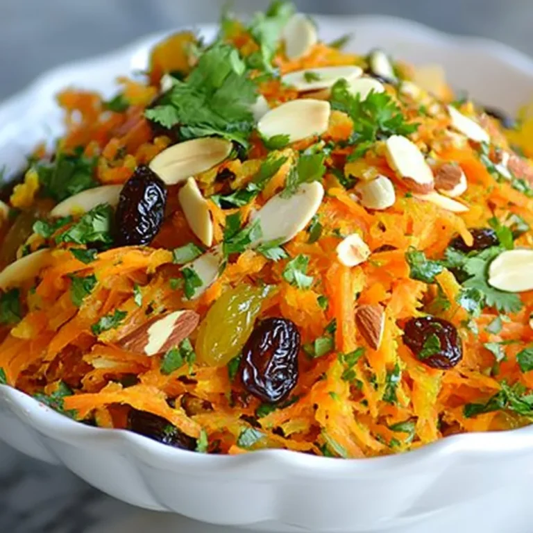 - Carrots and Raisins - Use 4 large carrots, peeled and grated. They add crunch and sweetness. - Add 1/4 cup of raisins for extra sweetness and texture. - Nuts and Herbs - Include 1/4 cup of slivered almonds. Toast them to bring out flavor. - Use 1/4 cup of fresh cilantro, chopped. It adds freshness and color. - Spices and Dressing Components - Measure 1 tablespoon of ground cumin for warmth. - Add 1 teaspoon of ground coriander for a citrusy note. - Use 1 teaspoon of paprika for a slight smokiness. - Add 1/2 teaspoon of cinnamon for warmth and sweetness. - Mix in 2 tablespoons of honey for a touch of sweetness. - Include 3 tablespoons of olive oil for richness. - Use 2 tablespoons of fresh lemon juice for brightness. - Season with salt and pepper to taste, balancing the flavors. Each ingredient plays a key role in making the salad fresh and flavorful. The carrots provide a crisp base, while the spices bring warmth. The nuts and herbs add texture and brightness. It's a simple yet delicious combination. {{ingredient_image_1}} Grating Carrots Start by peeling and grating 4 large carrots. Use the large holes on a box grater. This gives the salad a nice texture. Toasting Almonds Next, take 1/4 cup of slivered almonds. Heat a small skillet over medium heat. Add the almonds and toast for about 3-5 minutes. Stir them often until they turn a golden brown. This step brings out their flavor. Once toasted, set them aside to cool. Mixing Dressings In a separate bowl, whisk together the spices and liquids. Combine 1 tablespoon ground cumin, 1 teaspoon ground coriander, 1 teaspoon paprika, and 1/2 teaspoon cinnamon. Then add 2 tablespoons honey, 3 tablespoons olive oil, and 2 tablespoons fresh lemon juice. Mix well and taste. Adjust salt and pepper to your liking. Tossing the Carrot Mixture In a large mixing bowl, combine the grated carrots and 1/4 cup raisins. Add the toasted almonds to this mix. Toss gently to combine. Incorporating the Dressing Now, pour the dressing over the carrot mixture. Toss gently until everything is coated. Ensure that the carrots and raisins get a nice glaze from the dressing. Folding in Cilantro Finally, chop 1/4 cup of fresh cilantro. Fold it into the salad mixture. This adds freshness and brightens the flavors. Time for Flavor Meld Let the salad sit for at least 15-20 minutes. This waiting time helps the flavors meld together. It makes every bite more delicious. Recommended Serving Temperature Serve the salad at room temperature. This brings out the best flavors. You can also garnish with extra almonds and cilantro for a lovely presentation. Enjoy! Selecting the Right Carrots Choose large, firm carrots. Look for bright color and smooth skin. Avoid any that feel soft or look dull. Fresh carrots make your salad crunchy and sweet. Proper Toasting Techniques for Almonds Toast slivered almonds in a hot skillet. Use medium heat and stir often. Watch them closely, as they can burn quickly. Toasting adds flavor and crunch to your salad. Balancing Flavors in the Dressing Mix spices like cumin and coriander for warmth. Honey adds sweetness, while lemon juice gives a zesty kick. Taste the dressing before adding it to the salad. Adjust salt and pepper to fit your taste. Serving Styles Serve the salad in a shallow bowl. This allows the colors to shine. You can also layer it in a glass dish for a fun look. Garnishing Ideas Top with extra slivered almonds for crunch. Fresh cilantro leaves add color and aroma. A sprinkle of paprika can make the dish pop. Pro Tips Use Fresh Carrots: For the best flavor and texture, choose fresh, firm carrots. They should be vibrant in color and free from blemishes. Adjust Sweetness: Depending on your preference, you can adjust the amount of honey in the dressing. Feel free to add more for a sweeter salad. Chill for Flavor: Allowing the salad to sit for longer than 20 minutes can enhance the flavors even more. Consider refrigerating it for an hour before serving. Nut Alternatives: If you have nut allergies, substitute the slivered almonds with sunflower seeds or pumpkin seeds for added crunch without the nuts. {{image_2}} You can customize your Moroccan spiced carrot salad in fun ways. Start with nuts and seeds. If you want a crunch, try walnuts or pumpkin seeds. They add a different flavor and texture. When it comes to veggies, think beyond carrots. Add bell peppers for color and sweetness. You can also use grated zucchini for moisture. Both will make your salad even more colorful and tasty. Adjusting spice levels is easy. If you like it mild, cut the cumin in half. For more kick, add extra paprika or a pinch of cayenne. Tailor the spices to your taste. You can also play with sweetness. If you prefer less honey, use maple syrup instead. For a fruity twist, try adding orange juice. It will brighten the flavors and make it refreshing. To store leftovers, place the Moroccan spiced carrot salad in an airtight container. Make sure to cover it well. This keeps the salad fresh and tasty. You can refrigerate it for up to three days. The flavors will still be good, but the carrots may lose some crunch. You may wonder, can this salad be frozen? Yes, you can freeze it! However, freezing may change the texture. The carrots can become soft after thawing. To freeze, pack the salad in a freezer-safe container. Leave some space for expansion. You can store it for up to three months. When ready to eat, thaw it in the fridge overnight. What can I substitute for raisins? You can use dried cranberries or chopped dates instead of raisins. Both add sweetness and texture. Try using chopped apples for a fresh crunch, too. How can I make this dish vegan? To make this salad vegan, simply replace honey with maple syrup or agave nectar. Both options keep the sweetness without using animal products. Can I prepare this salad in advance? Yes, you can make this salad a day ahead. Prepare it and store it in the fridge. Just remember to toss it before serving for the best flavor. This blog post detailed the essential steps to make a delightful Moroccan spiced carrot salad. You learned about the key ingredients, including carrots, nuts, and spices. We covered preparation tips and how to combine everything for the best flavor. I also shared storage advice and variations to keep it fresh. In my experience, this salad shines with creativity. Enjoy experimenting with ingredients to suit your taste. Whether you eat it right away or let it marinate, this salad stands out on any table.