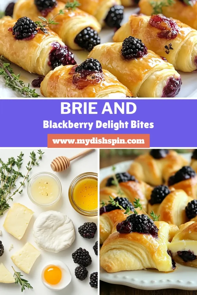Delight your guests with these delicious Blackberry Brie Bites! Perfect as Crescent Roll Appetizers, they combine creamy brie cheese, tart blackberries, and honey for a sweet and savory treat. These Easy Brie Recipes are ideal for any gathering, making them irresistible party finger foods. Discover the joy of baking with this simple recipe and impress everyone at your next event. Save this recipe now! #BlackberryBrieBites #CrescentRollAppetizers #EasyBrieRecipes #PartyFingerFoods