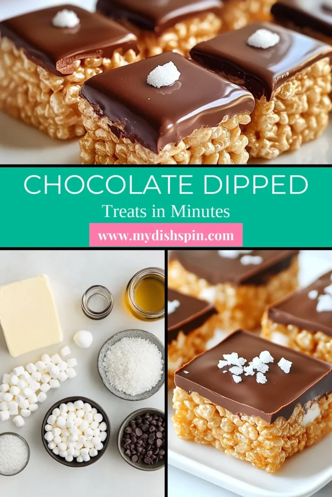 Indulge your sweet tooth with these delightful chocolate dipped Rice Krispie treats! This easy Rice Krispie treats recipe combines classic flavors and melt-in-your-mouth chocolate, making it a perfect homemade Rice Krispie treat for kids and adults alike. Ideal for snacks or parties, these chocolate dessert recipes will be a hit! Save this recipe for your next gathering and share the joy with family and friends! #ChocolateDipped #RiceKrispieTreats #KidsSnackIdeas #DessertRecipes