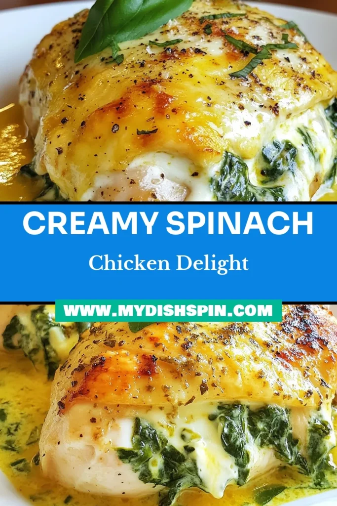 Discover a delightful twist on dinner with this creamy spinach stuffed chicken! This stuffed chicken breast recipe is packed with fresh spinach and creamy cheeses, making it the perfect choice for easy chicken dinners. Baked to perfection, this spinach and cream cheese chicken is a family favorite that you’ll want to make again and again. Try it out and make your weeknight meals memorable! Save this creamy spinach stuffed chicken recipe for later! #EasyChickenDinners #BakedChickenRecipes #SpinachAndCreamCheeseChicken #StuffedChickenBreastRecipe