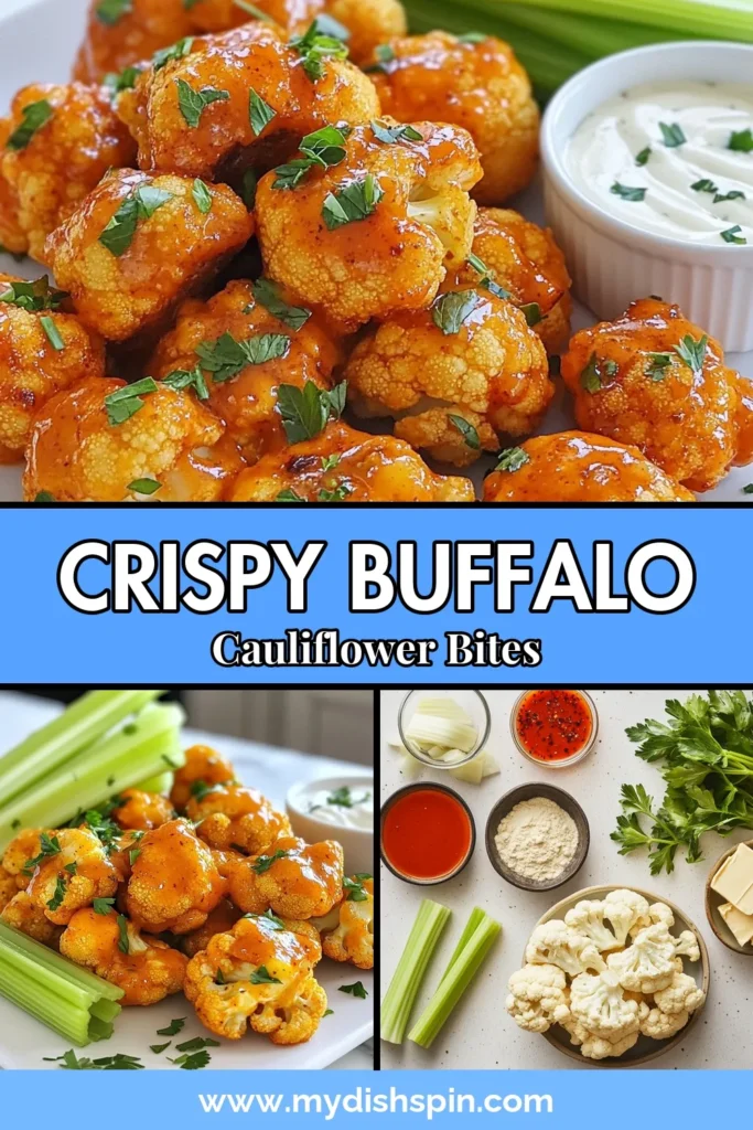 Try these Buffalo Cauliflower Bites for a delicious twist on vegan buffalo wings! Perfectly baked, these healthy cauliflower recipes are ideal for game day or as a spicy plant-based snack. Enjoy them as baked cauliflower appetizers, and serve with celery sticks and ranch dressing. Easy to make and packed with flavor, your guests will love them! Save this recipe for your next gathering! #BuffaloCauliflowerBites #VeganBuffaloWings #HealthyCauliflowerRecipes #SpicyPlantBasedSnacks