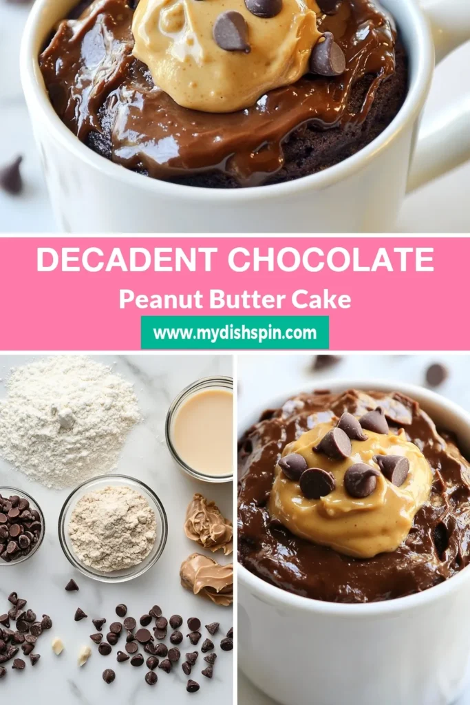 Indulge in a delicious Chocolate Peanut Butter Mug Cake that’s the perfect quick dessert recipe! This easy mug cake recipe is made in the microwave, offering a delightful single serve experience ready in just minutes. With rich chocolate flavor and creamy peanut butter, it’s a must-try! Satisfy your sweet cravings and save this microwave chocolate cake recipe for an effortless treat! #MugCake #ChocolateDessert #QuickRecipes #PeanutButterLove