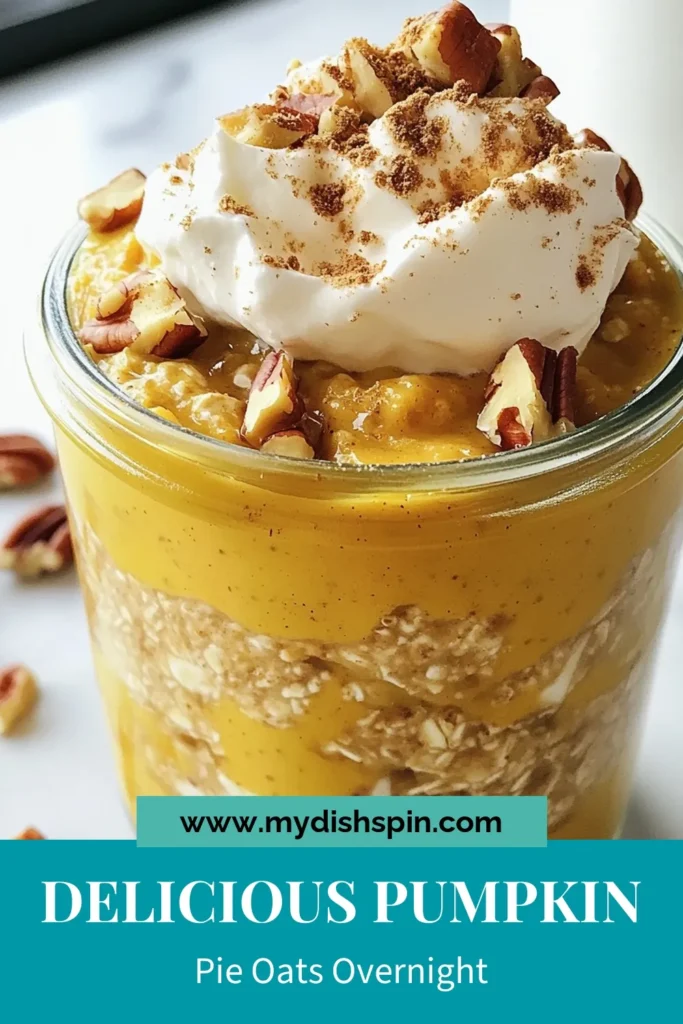 Start your day with these delicious Pumpkin Pie Overnight Oats, a healthy pumpkin oatmeal recipe that makes breakfast a breeze! Packed with pumpkin puree, chia seeds, and warm spices, this easy pumpkin breakfast recipe is perfect for busy mornings. Just mix, chill, and enjoy! Try this overnight oats with pumpkin puree for a nutritious snack or meal. Save this recipe and experience the cozy flavors of fall all year long! #PumpkinOats #HealthyBreakfast #OvernightOats #PumpkinRecipe