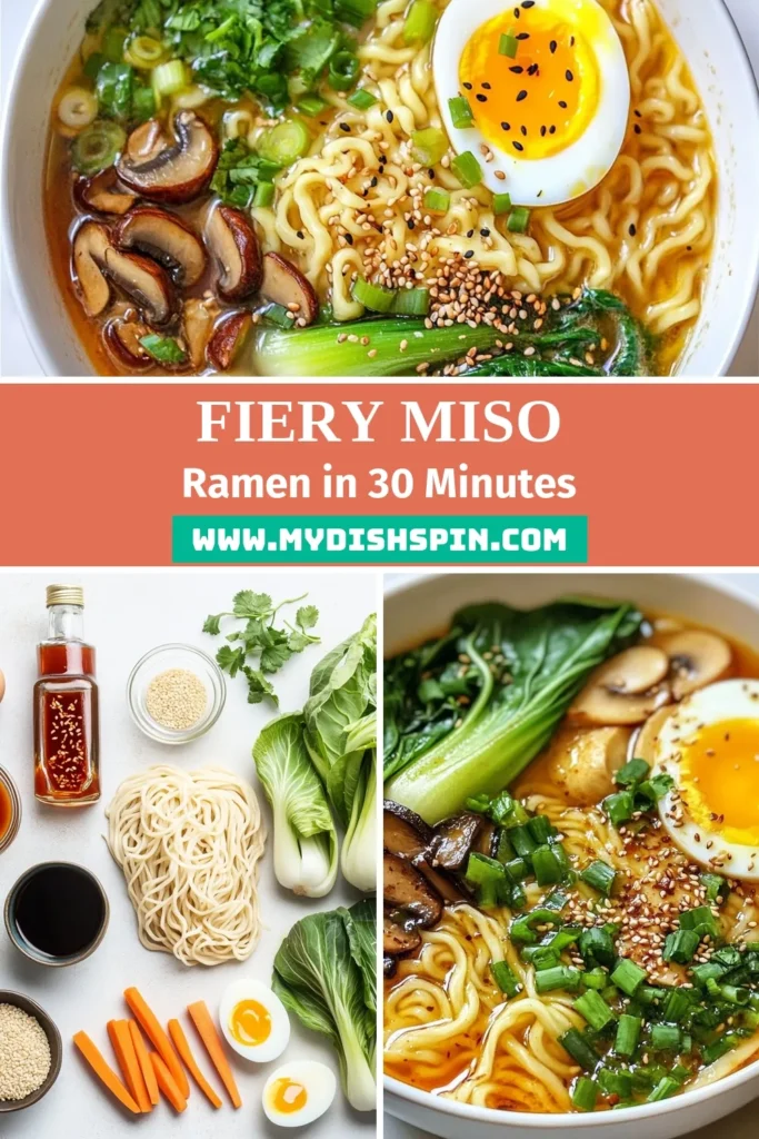 Discover the warmth of this spicy miso ramen recipe that’s perfect for any night! This easy ramen bowl combines rich miso ramen ingredients with vibrant veggies like bok choy and shiitake mushrooms, all in a satisfying ramen noodle soup. Ready in just 30 minutes, it's a simple vegetarian ramen recipe that will impress your taste buds. Try this delicious dish today! Save the pin for later! #SpicyMisoRamen #VegetarianRamenRecipe #EasyRamenBowl #RamenNoodleSoup