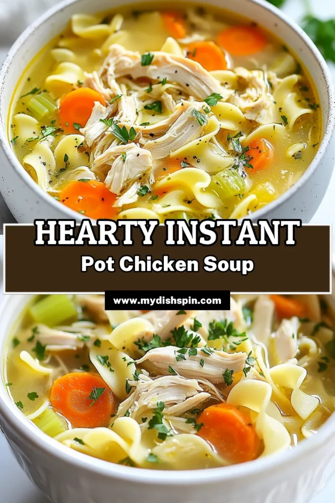 Warm up with this comforting Instant Pot chicken noodle soup that's quick and easy to make! This homemade chicken noodle soup combines tender chicken, fresh vegetables, and egg noodles for a delightful meal. Perfect for busy nights, this easy chicken noodle soup is ready in just 40 minutes. Discover a delicious recipe that will become a family favorite. Save it now and enjoy wholesome goodness! #InstantPot #ChickenNoodleSoup #QuickRecipes #ComfortFood