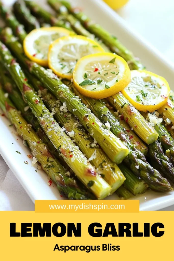 Discover the perfect easy asparagus side dish with this Lemon Garlic Roasted Asparagus recipe! Elevate your meals with zesty flavors from fresh garlic and juicy lemon. This roasted asparagus with Parmesan is not only delicious but also a healthy choice for any meal. Try this healthy lemon garlic vegetables recipe tonight and enjoy every bite. Save this zesty asparagus recipe for your next dinner! #AsparagusRecipe #HealthyEating #EasyRecipes #SideDishIdeas