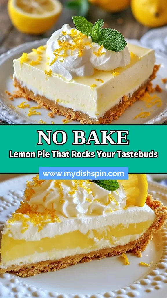 Discover the refreshing taste of this no-bake lemon icebox pie that's perfect for any occasion! With a delicious graham cracker crust, this easy lemon dessert combines sweetened condensed milk and fresh lemon juice for a zesty lemon dessert that's sure to impress. In just 20 minutes of prep, you’ll have a delightful lemon pie recipe ready to chill. Perfect for summer gatherings! Save this recipe for later! #NoBakeLemonIceboxPie #LemonPieRecipe #EasyLemonDessert #GrahamCrackerCrustPie