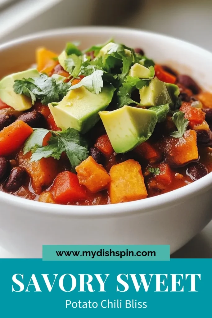 Discover the delightful flavors of Sweet Potato Black Bean Chili, a perfect addition to your collection of vegan chili recipes! This healthy sweet potato recipe combines hearty ingredients like black beans and diced avocado for a creamy topping. Whip up this easy vegetarian chili in just 45 minutes. It's not only delicious but also packed with nutrients! Save this recipe for a cozy night in! #SweetPotatoBlackBeanChili #VeganChiliRecipes #HealthySweetPotatoRecipes #EasyVegetarianChili