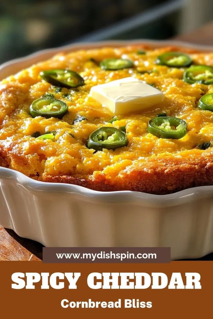 Discover the ultimate Cheddar Jalapeño Cornbread recipe that's sure to spice up your meal! This easy cornbread recipe combines the rich flavors of sharp cheddar with zesty jalapeños, creating a savory cornbread side dish perfect for any occasion. Whip up this homemade cornbread with jalapeños in just 40 minutes and enjoy a delicious addition to your dinner table. Don't forget to save for your next bake! #Cornbread #CheddarJalapeño #HomemadeRecipes #SpicyFood