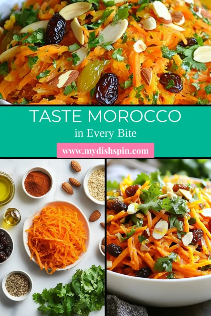 Discover the vibrant flavors of Moroccan Carrot Salad with this easy spiced carrot salad recipe. Packed with healthy ingredients like grated carrots, toasted almonds, and a blend of spices, this Mediterranean salad with almonds is perfect as a light side or snack. Elevate your meals with this nutritious and delicious healthy carrot salad. Try it today and brighten up your table! #MoroccanCarrotSalad #HealthyCarrotSalad #SpicedCarrotSalad #EasyCarrotSaladRecipe