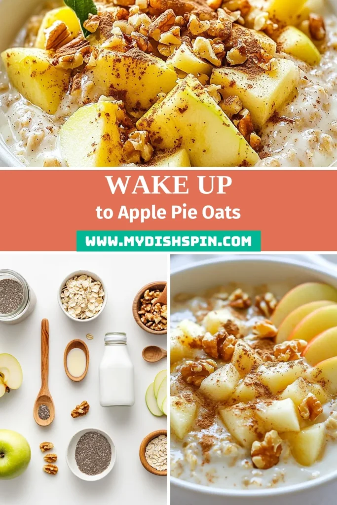 Start your day deliciously with Apple Pie Overnight Oats! This Healthy Overnight Oats Recipe is an easy breakfast idea packed with flavor and nutrients. Infused with diced apples, chia seeds, and warming spices, this Nutritious Oatmeal Recipe is perfect for quick mornings. Simply prepare the night before, refrigerate, and enjoy a cozy meal in minutes. Save this recipe for a breakfast that tastes like dessert! #HealthyBreakfast #OvernightOats #EasyRecipes #ApplePieOats