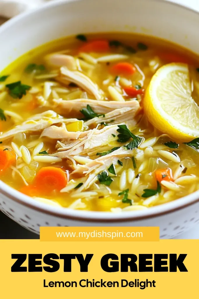 Indulge in a bowl of Greek lemon chicken soup, a zesty chicken soup recipe that's perfect for any meal. This healthy lemon chicken soup features tender chicken, orzo, and fresh veggies, bringing Mediterranean flavors right to your table. Easy to make and packed with nutrition, it's the ultimate orzo chicken soup! Try this Mediterranean chicken soup recipe today and brighten your day with its fresh flavors. Save for later! #GreekLemonChickenSoup #HealthySoup #OrzoChickenSoup #MediterraneanRecipes