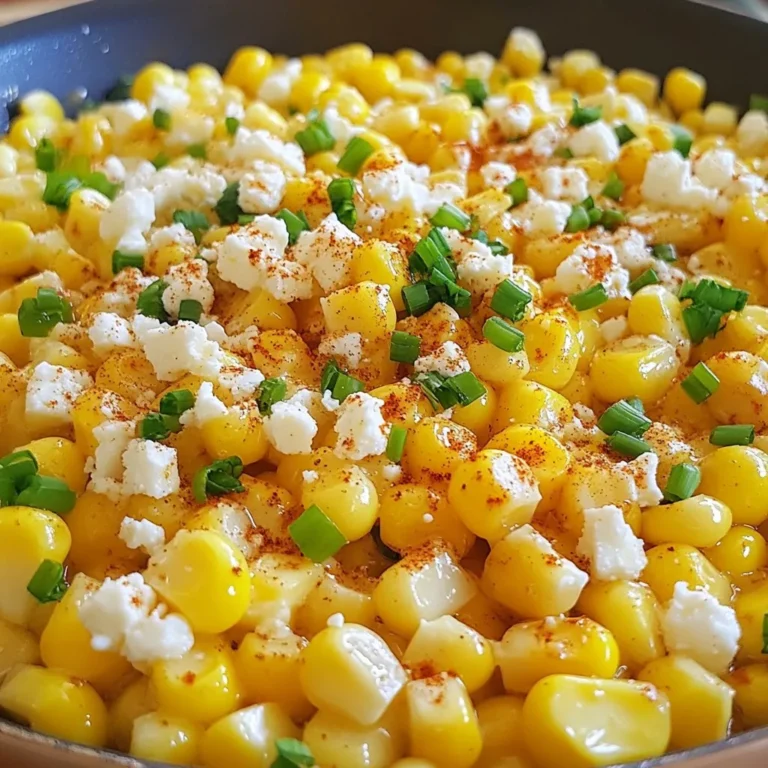 You need 4 cups of fresh corn kernels. This is about 6 ears of corn. Fresh corn gives this dish a sweet taste and a nice crunch. If you can't find fresh corn, use frozen corn. Just skip the shucking step. Next, grab 4 tablespoons of unsalted butter. This adds richness to our dish. Then, use 2 tablespoons of honey. Honey brings a sweet touch that balances the flavors. Together, they make the corn shiny and delicious. For seasoning, you will need: - 1 teaspoon salt - 1/2 teaspoon black pepper - 1/2 teaspoon smoked paprika These spices enhance the corn's natural taste. You can also add a tablespoon of fresh chives, chopped, as a garnish. If you want to get fancy, sprinkle 1/4 cup of crumbled feta cheese on top. This adds creaminess and a bit of tang. {{ingredient_image_1}} Start by shucking the corn. Pull off the green husks and silk strands. Next, use a sharp knife to cut the kernels from the cobs. Make sure to hold the cob upright to catch all the kernels. If you use frozen corn, skip this step. You can go right to cooking. In a large skillet, melt 4 tablespoons of unsalted butter over medium heat. Once the butter is bubbly, add the fresh corn kernels. Sauté the corn for about 5 minutes. Stir it often until the corn gets tender and slightly charred. You want a nice golden color for flavor. Now, drizzle in 2 tablespoons of honey. This adds a sweet touch. Sprinkle in 1 teaspoon of salt, 1/2 teaspoon of black pepper, and 1/2 teaspoon of smoked paprika. Stir everything well until the corn is coated. Heat it through for another 2 to 3 minutes. Your corn should look glossy and smell amazing. If you want, add 1/4 cup of crumbled feta cheese on top. Finish with fresh chives for a pop of color. Serve it hot and enjoy! Start with fresh corn for the best taste. Look for ears with bright green husks. The kernels should feel plump and firm. Sweet corn is ideal for this dish. If you can, buy corn from local farms or markets. This corn tastes better and is often fresher. The right seasonings can make your corn pop. Use salt and pepper to enhance the sweetness. Smoked paprika adds a unique, smoky flavor. This spice works well with the honey and butter. If you like, add fresh herbs like basil or cilantro for a fresh twist. Make your dish look as good as it tastes. Serve the corn in a bright bowl to catch the eye. Crumble feta cheese on top for a creamy touch. Add fresh chives for a pop of color. For a fancy look, use a sprinkle of smoked paprika on the edge of the plate. This dish shines at barbecues or family dinners! Pro Tips Use Fresh Corn: Fresh corn will give you the sweetest and most flavorful dish. Look for corn with bright green husks and moist silk for the best taste. Adjust the Sweetness: Depending on your preference, you can increase or decrease the amount of honey to balance the flavors to your liking. Perfect Charring: Allow the corn to sit in the skillet without stirring for a minute or two to get that beautiful char, enhancing the smoky flavor of the dish. Add a Kick: If you like some heat, consider adding a pinch of cayenne pepper or some diced jalapeños to the skillet along with the corn. {{image_2}} You can boost the flavor of your Honey Butter Skillet Corn with cheese. Feta cheese works well. It adds a creamy, salty touch. Simply crumble about 1/4 cup over the corn before serving. Goat cheese is another great choice. It gives a tangy flavor that pairs nicely with the sweetness of honey. If you love cheddar, sprinkle some shredded cheese while the corn is still warm. It will melt and create a rich, cheesy goodness. If you like heat, you can spice up your dish easily. Add a pinch of cayenne pepper for a kick. You can also use diced jalapeños for a fresh heat. For a smoky flavor, try adding a bit of chipotle powder. Adjust the spices to your taste. Start with a small amount and add more as needed. This way, you can make the dish as mild or hot as you like. You don’t have to use a skillet for this recipe. You can grill the corn for a smoky flavor. Just husk the corn and soak it in water. Grill it until it’s tender. Then, cut the kernels off the cob and mix with honey and butter. You can also use a slow cooker. Combine all the ingredients and cook on low for 2-3 hours. This method is great for busy days. It allows you to focus on other tasks while your corn cooks. You can store Honey Butter Skillet Corn in the fridge. Place the corn in an airtight container. It will stay fresh for up to three days. Make sure it cools down before sealing. This helps keep the corn's texture and flavor. To freeze leftovers, let the corn cool first. Then, use a freezer-safe bag or container. Squeeze out air to prevent freezer burn. It can last up to three months in the freezer. When you’re ready to use it, thaw it in the fridge overnight. Reheat the corn in a skillet over medium heat. Add a little butter for extra flavor. Stir often to heat evenly. You can also use the microwave. Heat in short bursts, stirring in between. This keeps the corn moist and tasty. Yes, you can use frozen corn for this recipe. Just skip the shucking step. Frozen corn cooks well and saves time. It’s also a great option when fresh corn is not in season. The taste may be slightly different, but it will still be sweet and delicious. To make this dish vegan, use a plant-based butter instead of regular butter. You can also replace honey with maple syrup or agave nectar. These swaps keep the sweetness while making the dish plant-friendly. The flavor will still shine through, and you won't miss the dairy at all. Honey Butter Skillet Corn pairs nicely with grilled meats like chicken or steak. It also complements tacos and barbecued dishes. For a lighter meal, serve it with a fresh salad. The sweet and savory flavors of the corn balance well with many foods, making it a versatile side dish. This post covered how to make honey butter skillet corn. We discussed the key ingredients, like fresh corn, butter, and honey. I shared step-by-step cooking tips and offered ways to improve flavor and presentation. You learned about variations, storage, and common questions. Making this dish is simple and rewarding. You can enjoy it as a tasty side for many meals. Try different flavors to make it your own!
