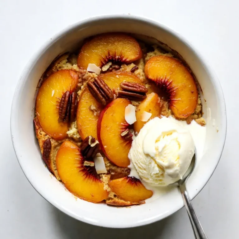 - 2 cans (15 oz each) of sliced peaches in syrup, drained - 1 box (15.25 oz) yellow cake mix - 1 cup unsalted butter, melted - 1 teaspoon ground cinnamon - 1 teaspoon vanilla extract - 1 cup chopped pecans or walnuts (optional) - 1 cup shredded coconut (optional) - Ice cream or whipped cream (for serving) This peach cobbler dump cake is simple and fun to make. You only need a few ingredients. First, the sliced peaches bring a sweet, juicy flavor. Use two cans of peaches, and don’t forget to drain them well. The syrup can make it too sweet. Next, grab a box of yellow cake mix. This is the base of your cake. It gives the dish a soft and fluffy texture. I also add ground cinnamon for warmth and flavor. It pairs well with peaches. You will need melted unsalted butter. This helps to bring everything together and adds richness. If you want to add more texture, consider using chopped nuts or shredded coconut. Both add a nice crunch and flavor. Finally, serve your dump cake with ice cream or whipped cream. This makes every bite extra special! {{ingredient_image_1}} 1. Preheat oven and prepare baking dish First, preheat your oven to 350°F (175°C). Then, grab a 9x13 inch baking dish and grease it. This helps the cake not stick. 2. Layer peaches and drizzle vanilla Next, take the two cans of drained sliced peaches. Spread them evenly over the bottom of your baking dish. After that, drizzle one teaspoon of vanilla extract over the peaches. This adds a sweet aroma. 3. Combine cake mix and cinnamon In a mixing bowl, combine the yellow cake mix and one teaspoon of ground cinnamon. Mix these two well. Now, sprinkle this mixture evenly over the peaches. Ensure that you cover all the peaches completely. 4. Pour melted butter and optional toppings Now, take one cup of melted unsalted butter and pour it evenly over the cake mix layer. Do not stir it! Just make sure the cake mix gets moistened. If you want, sprinkle chopped pecans or walnuts and shredded coconut on top for extra crunch and flavor. 5. Bake and check for doneness Place the dish in the preheated oven. Bake for about 45 to 55 minutes. Keep an eye on it! It is ready when the top is golden brown and bubbly. 6. Allow to cool before serving When done, take it out and let it cool for about 10 to 15 minutes. This waiting time helps the flavors settle. Now, it's ready to serve! Enjoy it warm with ice cream or whipped cream on top. To make sure your peach cobbler dump cake bakes evenly, follow these steps: - Grease your pan well. This helps the cake come out easily after baking. - Spread the peaches evenly. A good layer of peaches means every bite has flavor. - Check the oven temperature. Use an oven thermometer to ensure accuracy. Cooling is key. When you take the cake out, let it rest for at least 10-15 minutes. This helps the layers set and makes serving easier. If you skip this step, it might fall apart. For the best taste, serve your dump cake warm. Top it with a big scoop of ice cream or a dollop of whipped cream. These toppings add creaminess that pairs well with the sweet peaches. Presentation matters! Garnish with a few peach slices and a sprinkle of cinnamon. This adds color and makes it look fancy for guests. Use a clear dish to show off those beautiful layers, and watch everyone smile when you serve this treat! Pro Tips Choose Ripe Peaches: For the best flavor, use ripe, juicy peaches. If fresh peaches are in season, feel free to substitute them for canned peaches, adding a little sugar if they are not sweet enough. Add a Flavor Twist: Experiment with different extracts like almond or coconut in place of vanilla for a unique flavor profile that pairs beautifully with the peaches. Layering for Texture: To enhance texture, consider layering in some granola or crushed cookies between the peach layer and cake mix. This will add a delightful crunch. Serving Suggestions: For a gourmet touch, serve with a drizzle of caramel sauce or a sprinkle of toasted coconut on top of the ice cream or whipped cream. {{image_2}} You can switch up the cake mix for fun. Instead of yellow cake mix, try vanilla or spice cake. This small change adds a new flavor twist. Feel free to use gluten-free cake mix if needed. You can also play with the fruit. While peaches are great, you can try using blueberries, cherries, or apples. Each fruit gives a unique taste and texture. Mixing fruits can also be fun. For example, blend peaches with blueberries for a summer vibe. If you want a gluten-free version, use gluten-free cake mix. This swap keeps the cake tasty without gluten. You can also make it vegan. Use a plant-based butter instead of regular butter. Replace the butter with ½ cup of apple sauce for moisture. For a vegan cake, use a vegan cake mix. Check the labels to ensure it's dairy-free. These changes keep your dessert delicious for everyone. With these options, anyone can enjoy this cake, no matter their diet! To store leftover dump cake, first let it cool completely. Place it in a shallow container. This helps keep the cake moist. Use a lid or plastic wrap to cover it well. Store it in the fridge for up to four days. Ideal containers for storage include glass or plastic dishes with tight lids. Avoid using metal containers, as they can affect the taste. If you have a lot left, cut it into pieces. This makes it easier to grab a slice later. To freeze your dump cake, let it cool first. Then, wrap it tightly in plastic wrap. You can also use aluminum foil for extra protection. This will help keep it fresh for up to three months. For thawing, move the cake to the fridge overnight. This helps it defrost slowly. If you're in a hurry, you can thaw it at room temperature for a couple of hours. To reheat, place it in the oven at 350°F (175°C) for about 20 minutes. This warms it up nicely. You can also use the microwave. Heat in short bursts, checking often, until warm. Enjoy your peach cobbler dump cake just like fresh! Can I use fresh peaches instead of canned? Yes, you can use fresh peaches. Just peel and slice them. Aim for about 4 cups of sliced peaches. Fresh fruit gives a bright taste and juicy texture. How long does it take to bake? Bake the dump cake for 45 to 55 minutes. Look for a golden brown top and bubbly edges. The cake is done when a toothpick inserted into the center comes out clean. Can I make this dump cake ahead of time? You can prepare it a day ahead. Just assemble the ingredients in the baking dish, cover it, and store it in the fridge. Bake it fresh when you want to serve. What are the best toppings for serving? Serve warm with vanilla ice cream or whipped cream. A sprinkle of cinnamon or some peach slices on top adds a nice touch. Chopped nuts also give a great crunch! This blog post covers a delicious peach dump cake recipe that is simple and fun. You learned about the key ingredients, step-by-step prep, and baking instructions. We also shared tips for serving and storing your cake, plus variations for dietary needs. This dish is perfect for gatherings, offering flexibility to suit your taste. Remember, baking should be enjoyable, so get creative with flavors and toppings. With these insights, you can impress your guests and enjoy a tasty dessert anytime.