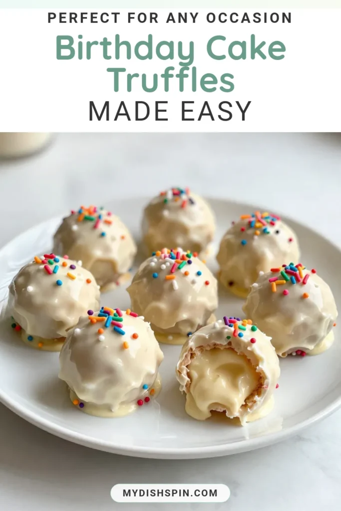 Indulge in the ultimate Funfetti Birthday Cake Truffles that are perfect for any celebration! This no-bake birthday truffle recipe features delicious white chocolate truffles filled with creamy cake crumbs and colorful sprinkles. Enjoy these irresistible Funfetti dessert bites that are quick to make and sure to impress your guests. Try this easy recipe today and savor the sweetness! #FunfettiCakeTruffles #BirthdayTreats #NoBakeDesserts #WhiteChocolateTruffles