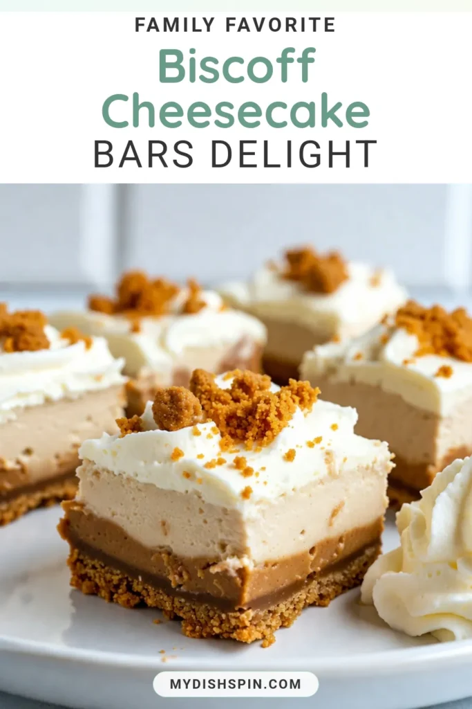 Indulge in these delicious Biscoff cheesecake bars, perfect for any occasion! This no-bake cheesecake recipe combines creamy cheesecake filling with a crunchy Biscoff crust, making it an easy cheesecake bar to whip up. A must-try among Biscoff dessert recipes, these creamy cheesecake desserts are sure to impress. Save this recipe for a delightful treat that everyone will love! #BiscoffCheesecake #NoBakeDessert #EasyRecipes #SweetTreats