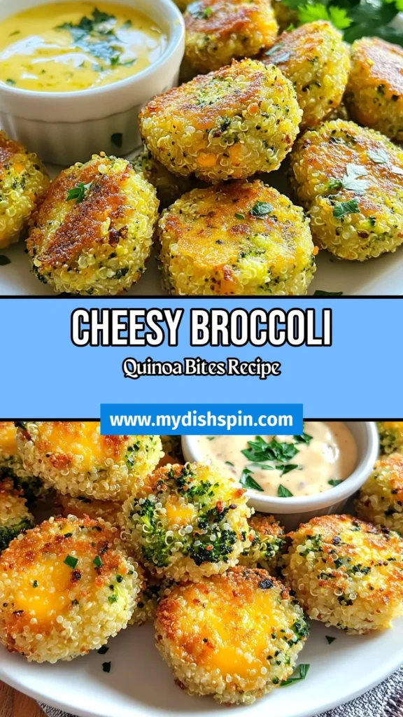 Looking to elevate your snack game? Try these Broccoli Cheddar Quinoa Bites! They're a delicious fusion of healthy quinoa snacks and cheesy goodness, perfect for any occasion. Explore this simple vegetarian quinoa recipe that offers a tasty take on baked quinoa bites. Ideal for parties or as cheesy broccoli appetizers, these bites are a hit with everyone! Click to check out the full recipe now! #HealthySnacks #QuinoaBites #VegetarianRecipes #Appetizers