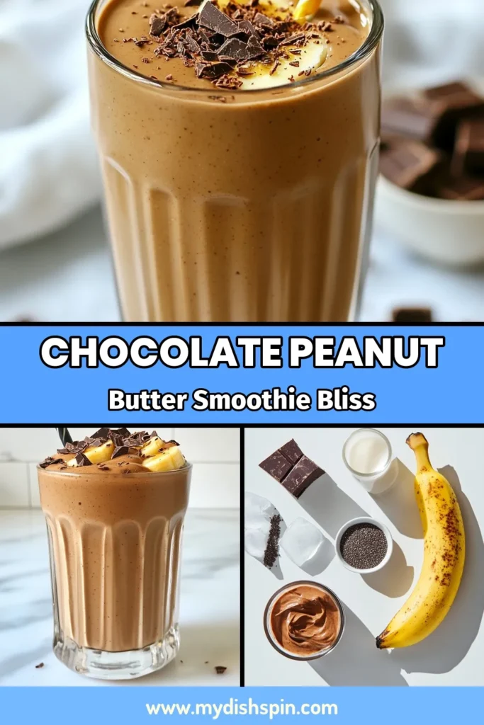 Looking for a delicious and nutritious way to power up your day? Try this Peanut Butter Chocolate Protein Smoothie! This protein smoothie recipe features a ripe banana, natural peanut butter, and vegan chocolate protein, all blended with creamy almond milk for a healthy smoothie that satisfies your cravings. Perfect for breakfast or a post-workout snack, it's easy to make and packed with flavor. Save this recipe for a tasty almond milk smoothie experience! #PeanutButterChocolateSmoothie #ProteinSmoothieRecipe #HealthySmoothieWithBanana #VeganChocolateProteinShake