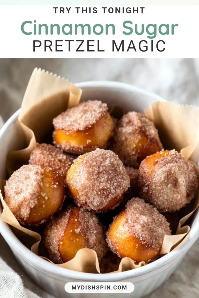 Indulge in delicious homemade cinnamon pretzels with this easy pretzel bites recipe! These cinnamon sugar pretzel bites are the perfect snack for any occasion. Soft pretzel bites coated in a sweet cinnamon-sugar blend will have everyone coming back for more. Follow our simple steps to create this tasty treat in just 1 hour. Don’t miss out—try this easy recipe and delight your taste buds! #CinnamonSugarPretzelBites #SnackRecipesWithCinnamon #HomemadeCinnamonPretzels #EasyPretzelBitesRecipe