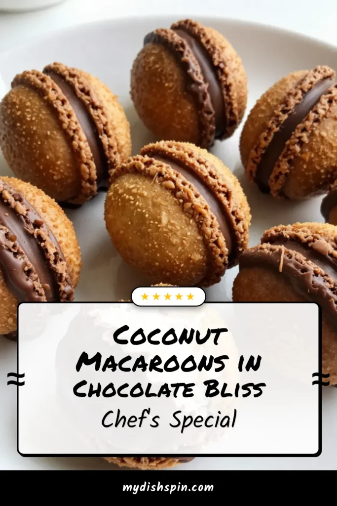 Indulge in these irresistible chocolate dipped coconut macaroons with our easy coconut macaroon recipe! Made with sweetened shredded coconut, these homemade chocolate macaroons are a delightful sweetened shredded coconut dessert that will satisfy your sweet tooth. Perfect for any occasion, these coconut macaroons with chocolate are a must-try! Save the recipe now and treat yourself! #ChocolateDippedCoconutMacaroons #CoconutMacaroonsWithChocolate #SweetTreats #DessertRecipe