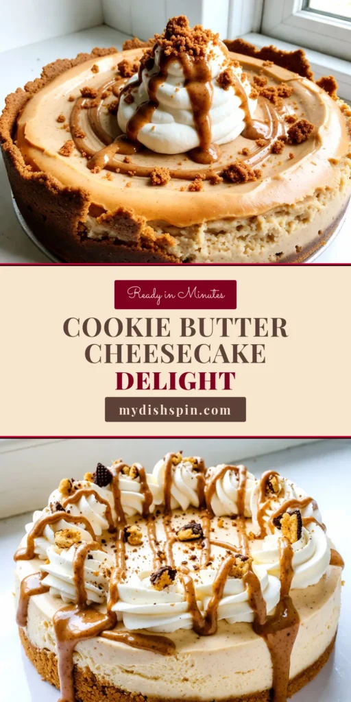 Indulge in a creamy and delightful Cookie Butter Cheesecake that's sure to impress! This easy cheesecake recipe is a scrumptious no-bake cookie dessert perfect for any occasion. Made with smooth cream cheese and rich cookie butter, it's a cookies and cream cheesecake dream come true. Discover how to whip up this delicious treat and make it your new favorite dessert! Try this Cookie Butter Cheesecake today and savor the bliss! #CookieButterCheesecake #EasyCheesecakeRecipe #NoBakeDessert #CreamCheeseDessert