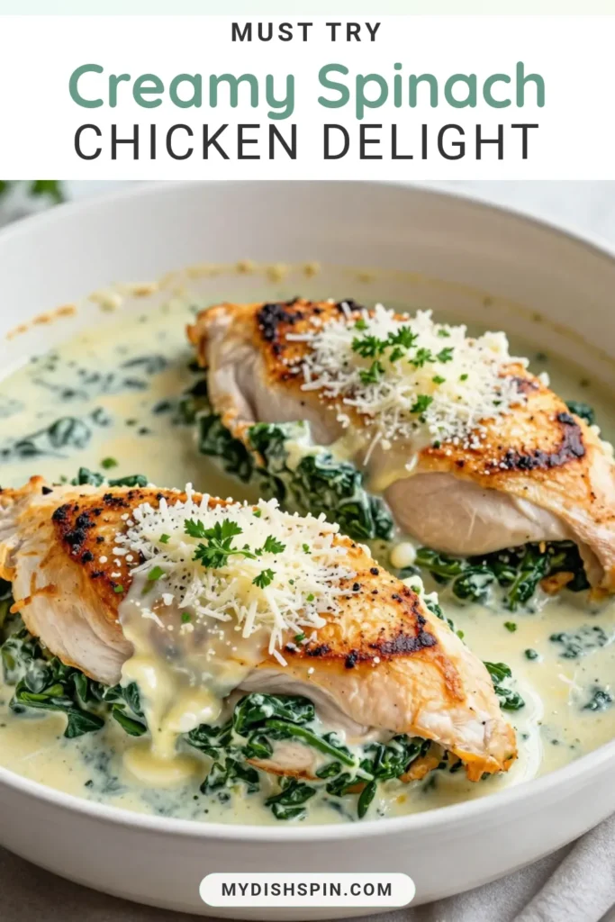 Discover the ultimate Creamy Spinach Stuffed Chicken recipe that's perfect for a healthy dinner idea! This easy chicken recipe features juicy stuffed chicken breasts filled with a delicious blend of spinach, cream cheese, and mozzarella. Ready in just 45 minutes, it’s a fantastic way to delight your family with a nutritious, flavorful meal. Try this spinach chicken recipe tonight and elevate your dinner game! Save and share! #CreamySpinachStuffedChicken #EasyChickenRecipes #HealthyDinnerIdeas #StuffedChickenBreast