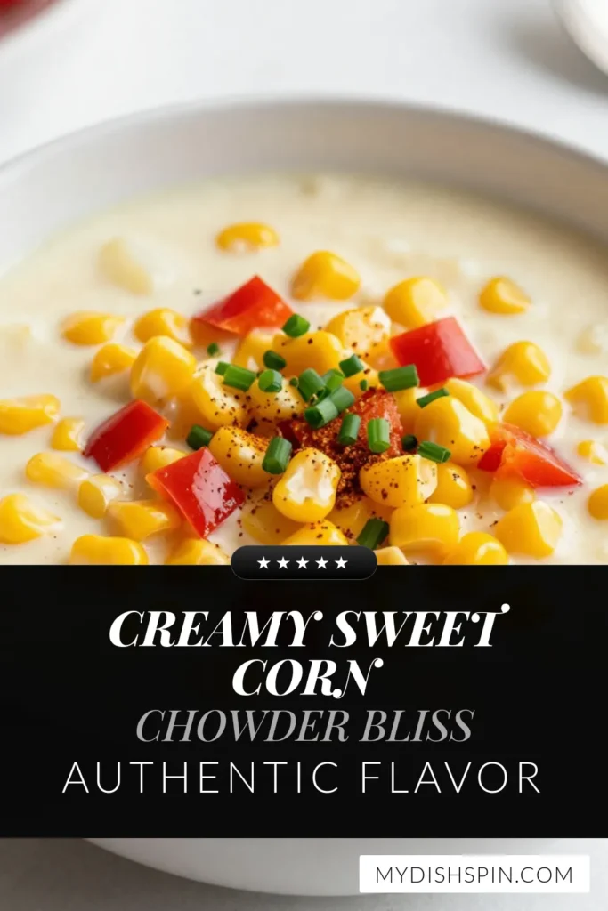 Discover the ultimate Sweet Corn Chowder recipe that brings the flavors of summer to your table. This vegetarian corn chowder is easy to make and combines fresh corn, potatoes, and spices for a delicious creamy corn soup. Perfect for gatherings or weeknight dinners, this summer corn chowder is sure to please everyone. Try it today and enjoy a bowl of comfort! Save this recipe for later! #SweetCornChowder #VegetarianCornChowder #CreamyCornSoup #EasyCornChowder