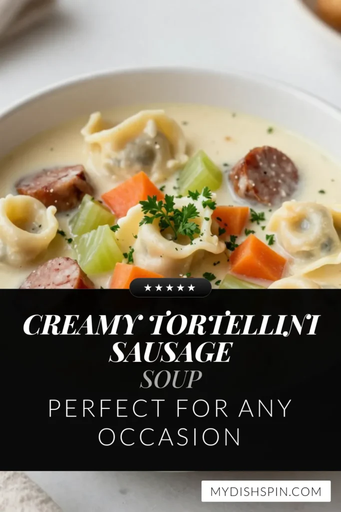 Warm up with this creamy tortellini sausage soup, the ultimate cozy soup recipe for chilly nights. This Italian sausage soup one-pot meal combines savory Italian sausage, tender cheese tortellini, and fresh spinach to create a deliciously creamy broth. Discover how to make this easy tortellini soup recipe that will delight your family. Perfect for weeknight dinners! Save this recipe for later! #TortelliniSoupRecipe #CreamySausageSoup #ItalianSausageSoup #CozySoupRecipes